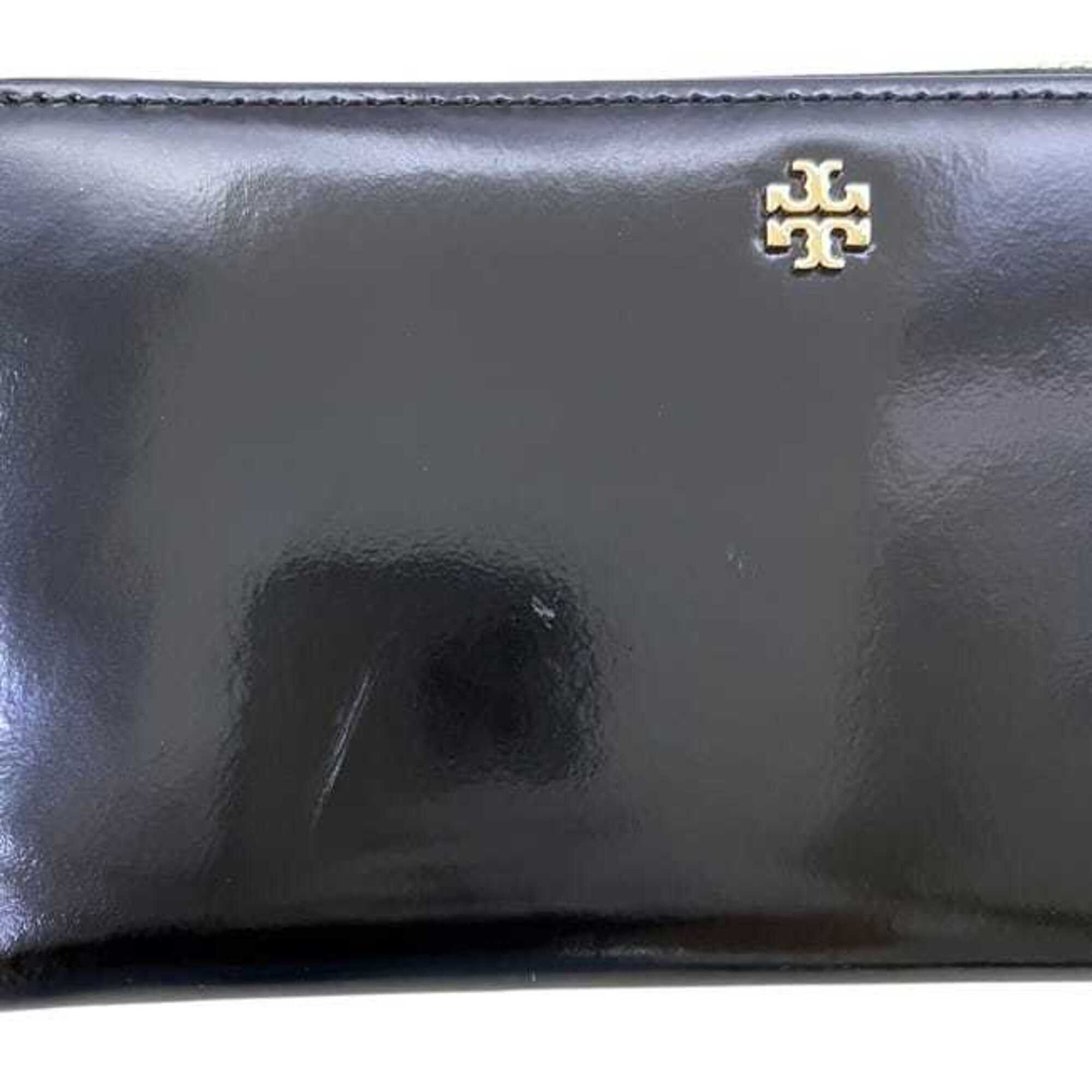 Tory Burch Black Patent Leather Long Wallet (Bi-Fold) (Pre-Owned)