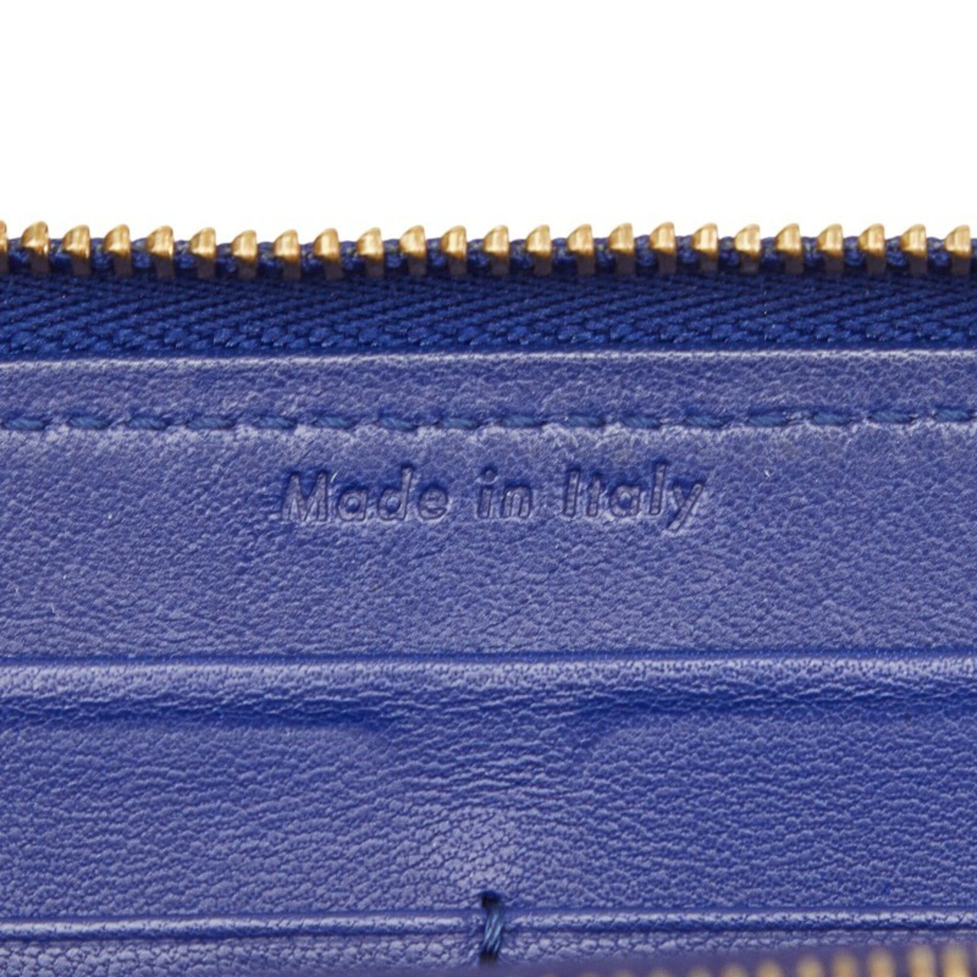 Celine Brown Navy Leather Long Wallet (Bi-Fold) (Pre-Owned)
