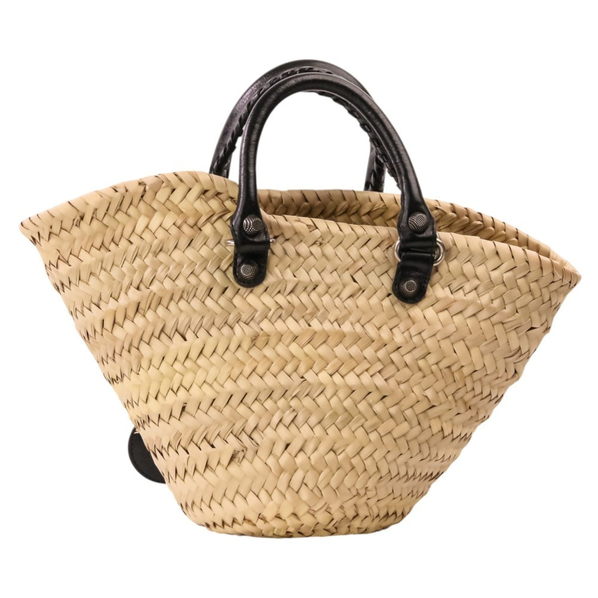 Balenciaga Beige Raffia Leather Basket Shoulder Bag (Pre-Owned)