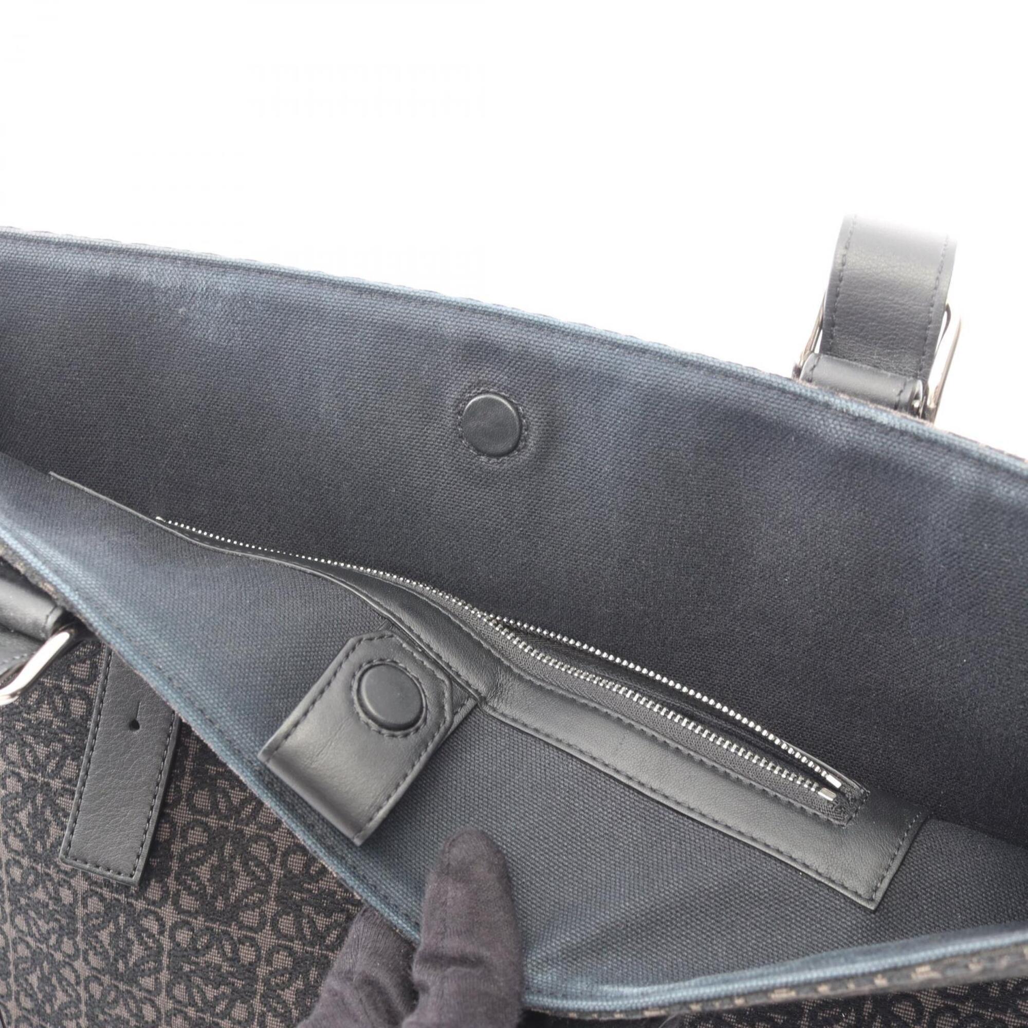 Loewe Black Canvas Leather Handbag Tote Bag (Pre-Owned)