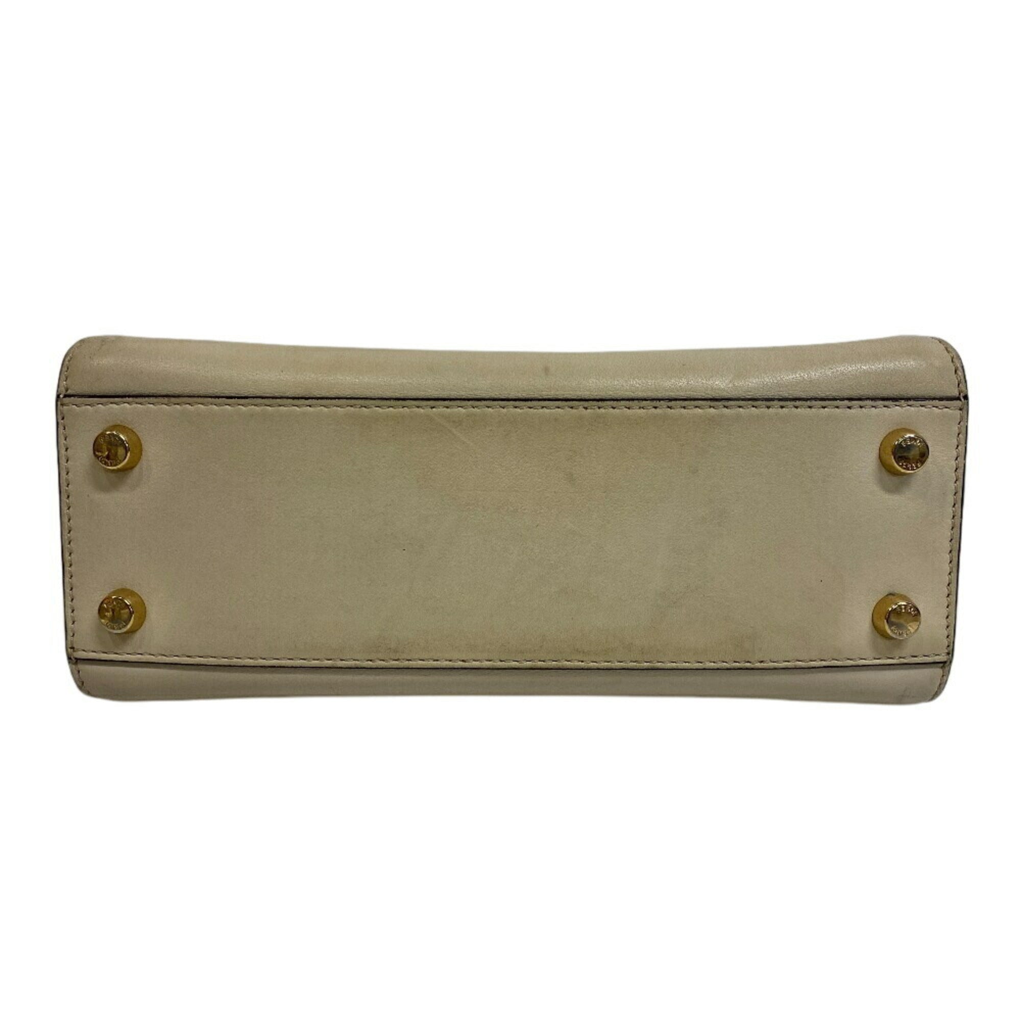 Fendi Beige Leather Handbag Shoulder Bag (Pre-Owned)