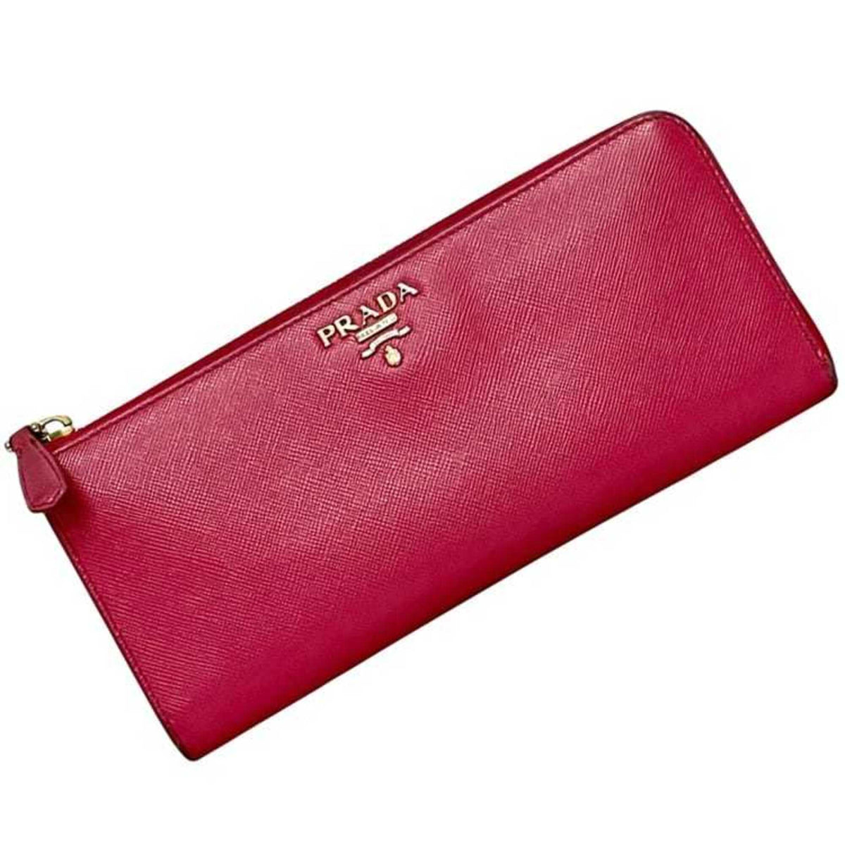 Prada Peonia Pink Leather Long Wallet (Bi-Fold) (Pre-Owned)