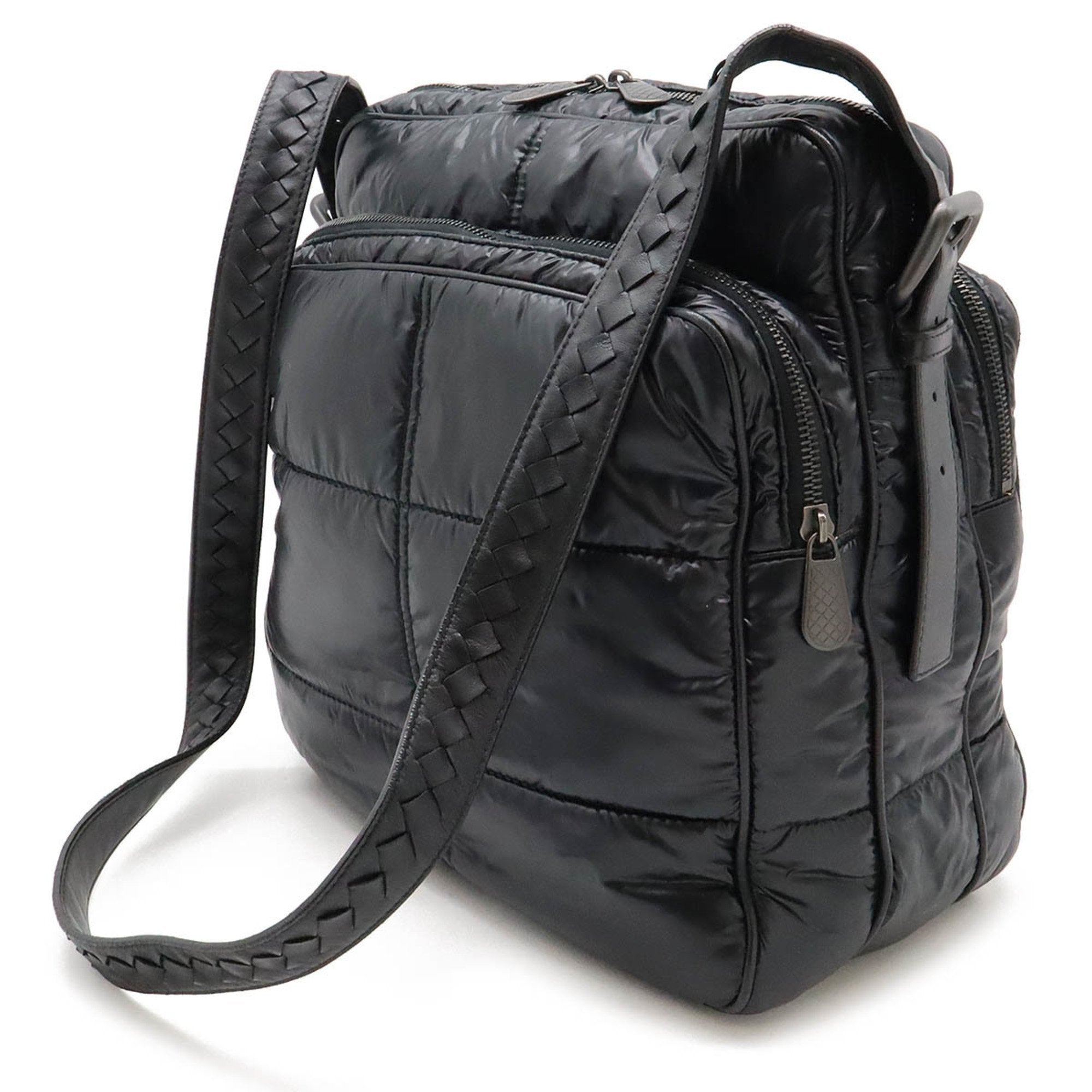 Bottega Veneta Black Nylon Leather Shoulder Bag (Pre-Owned)