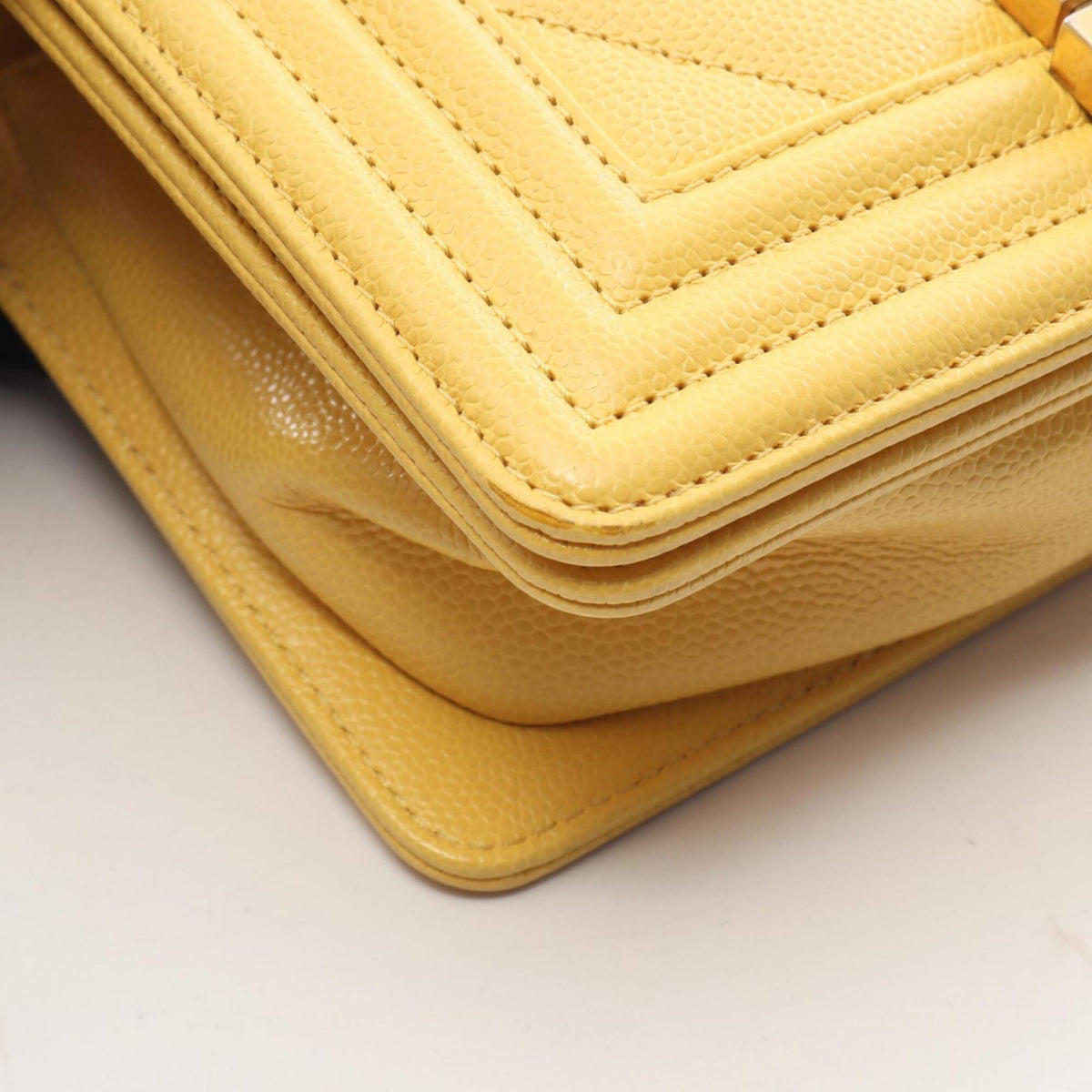 Chanel Yellow Grained Calfskin Handbag Shoulder Bag (Pre-Owned)