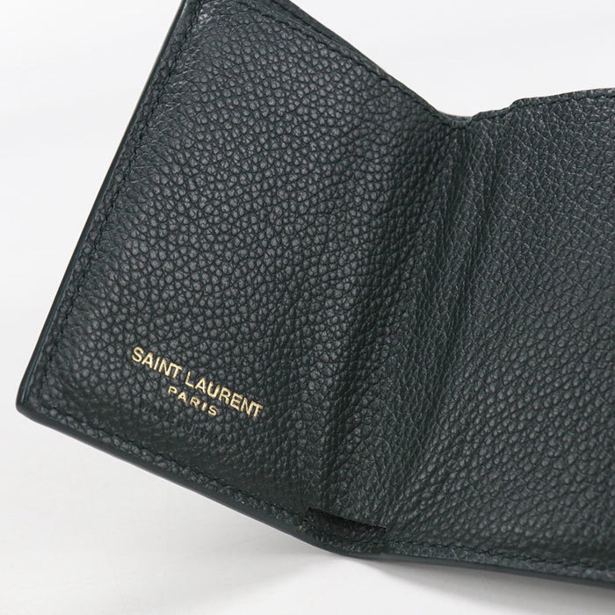 Saint Laurent Green Leather Wallet (Tri-Fold) (Pre-Owned)