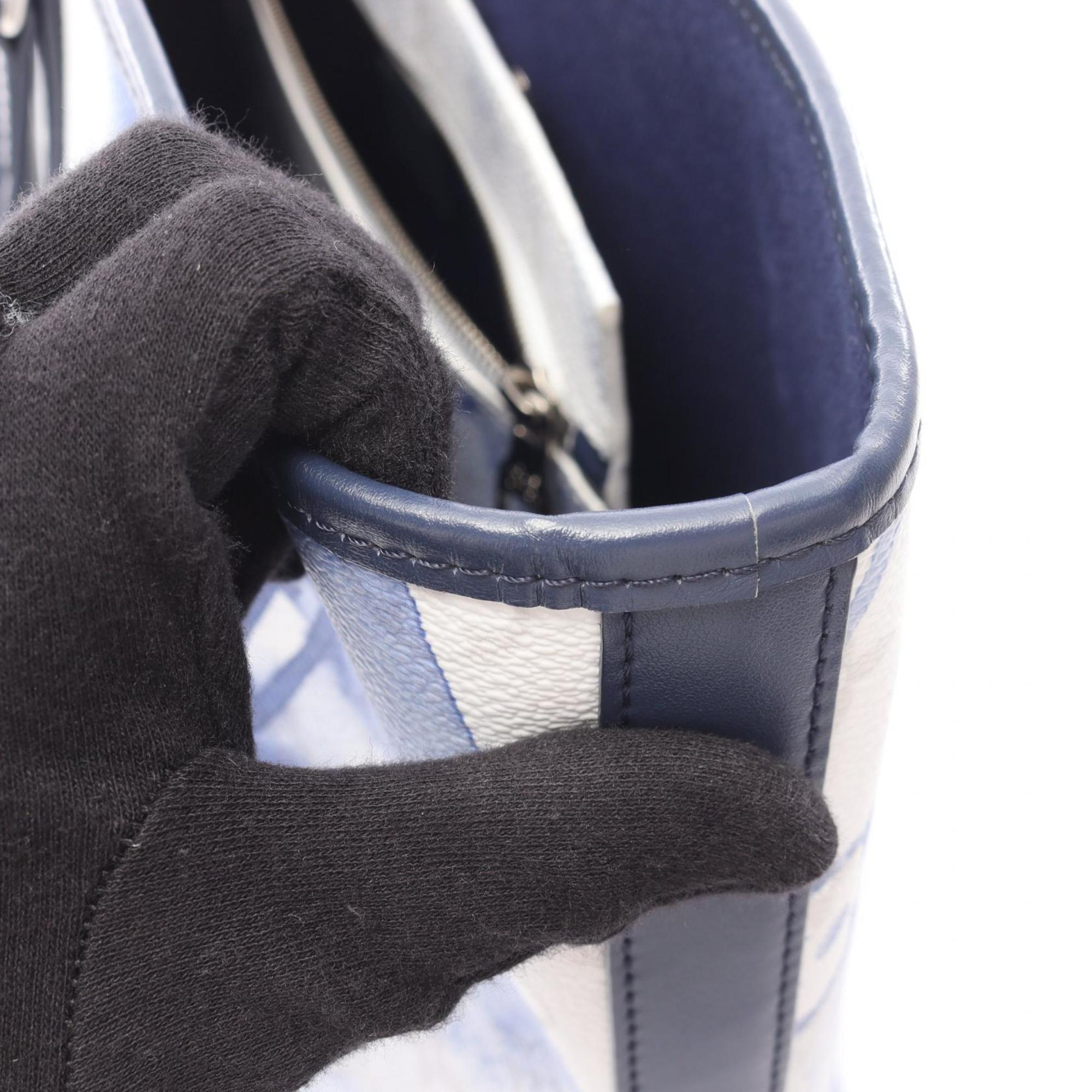 Louis Vuitton Blue White Coated Canvas Leather Handbag Tote Bag (Pre-Owned)