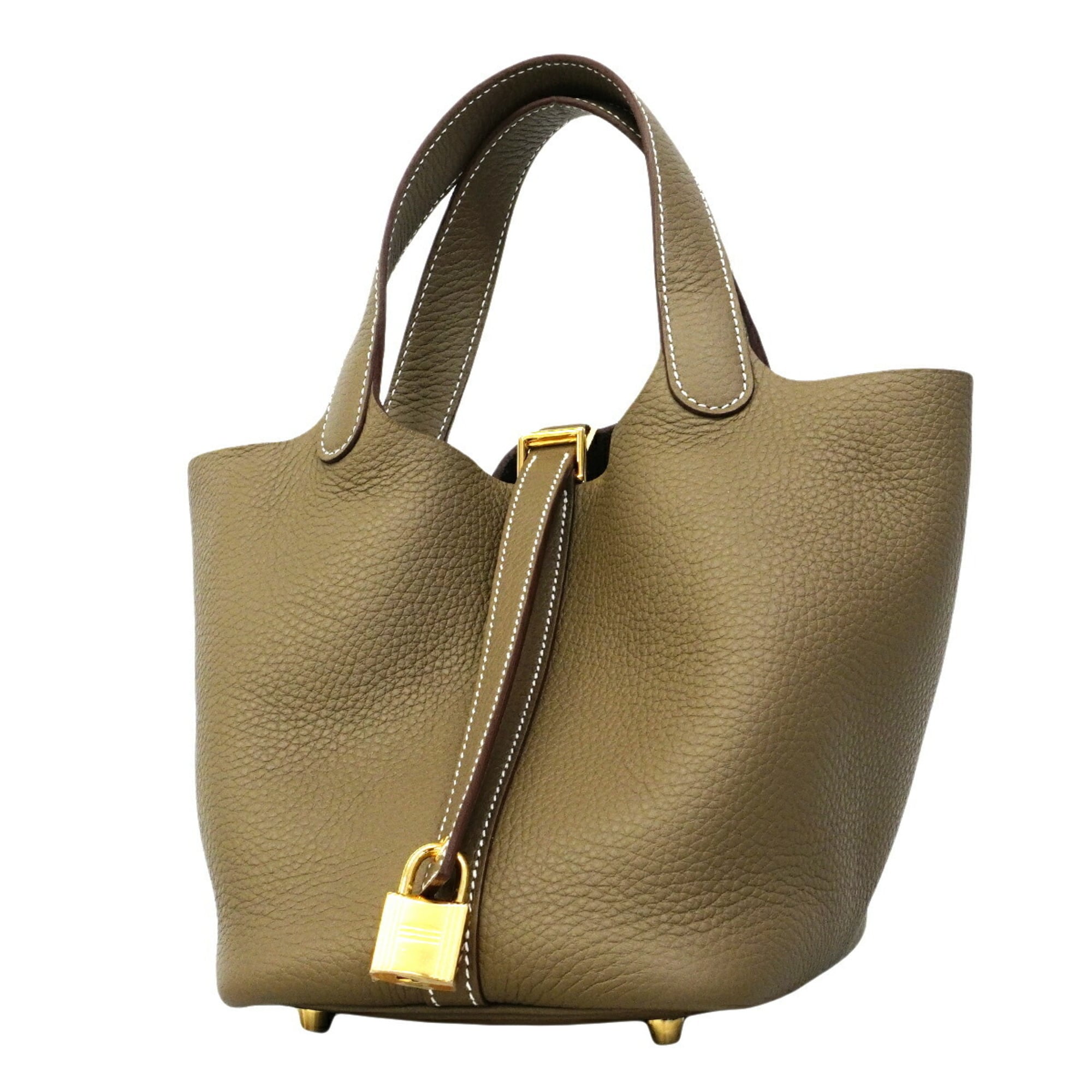 Hermes Etoupe Gray Taurillon Clemence Leather Handbag (Pre-Owned)