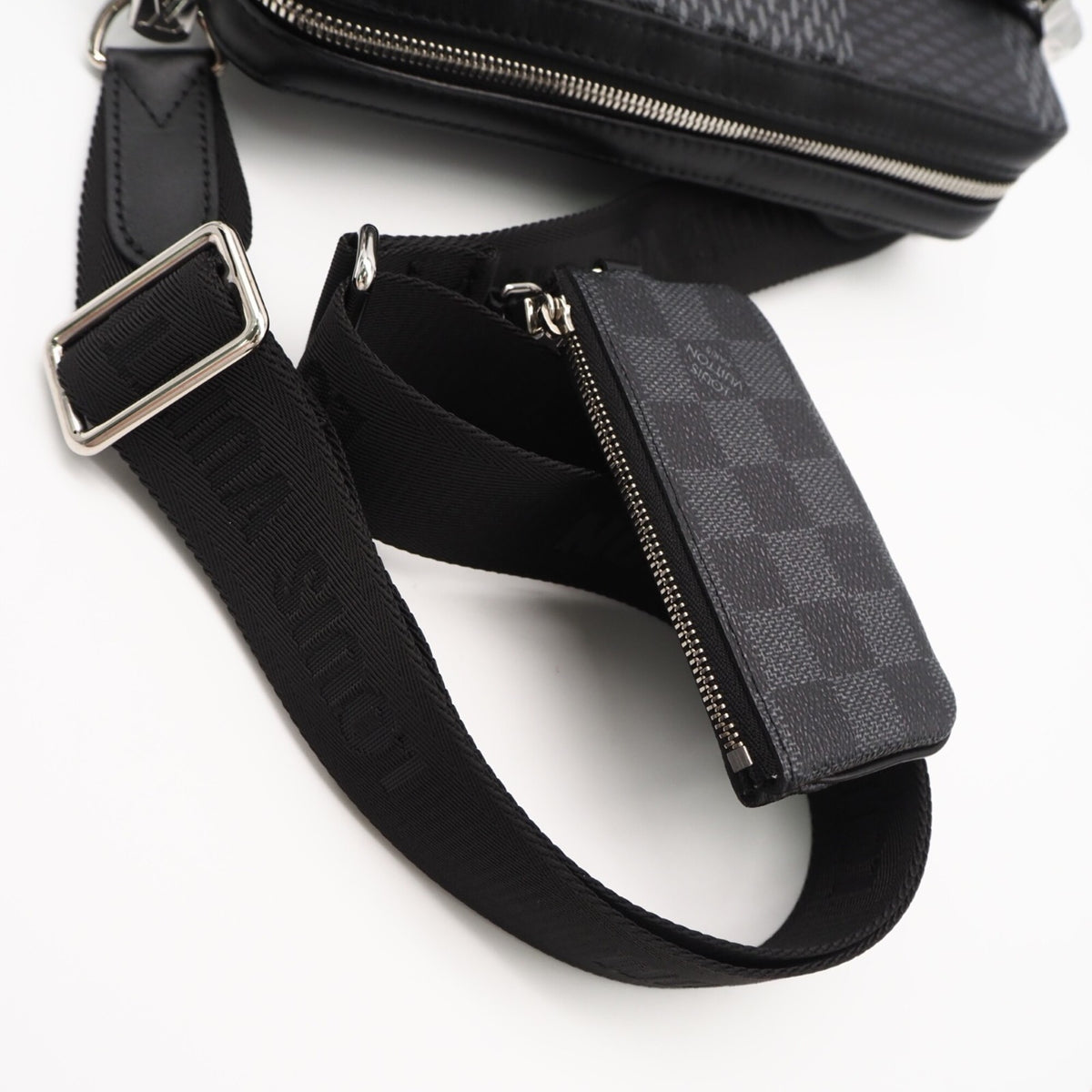 Louis Vuitton Black Gray Coated Canvas Leather Shoulder Bag (Pre-Owned)