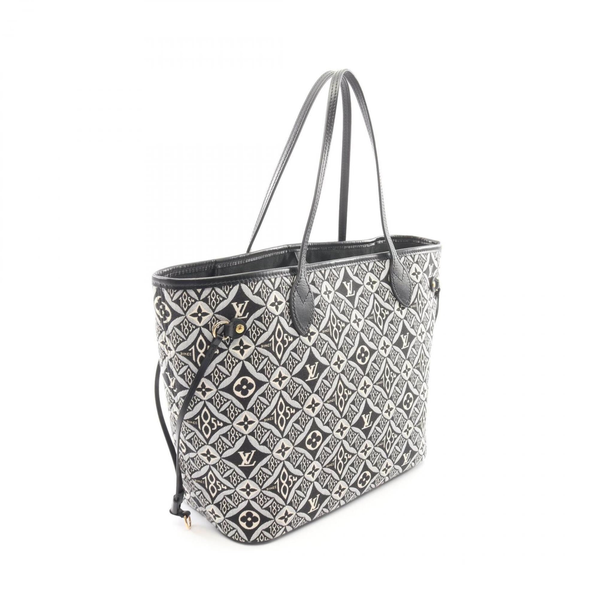 Louis Vuitton Black Gray Ivory Canvas Leather Handbag Tote Bag (Pre-Owned)