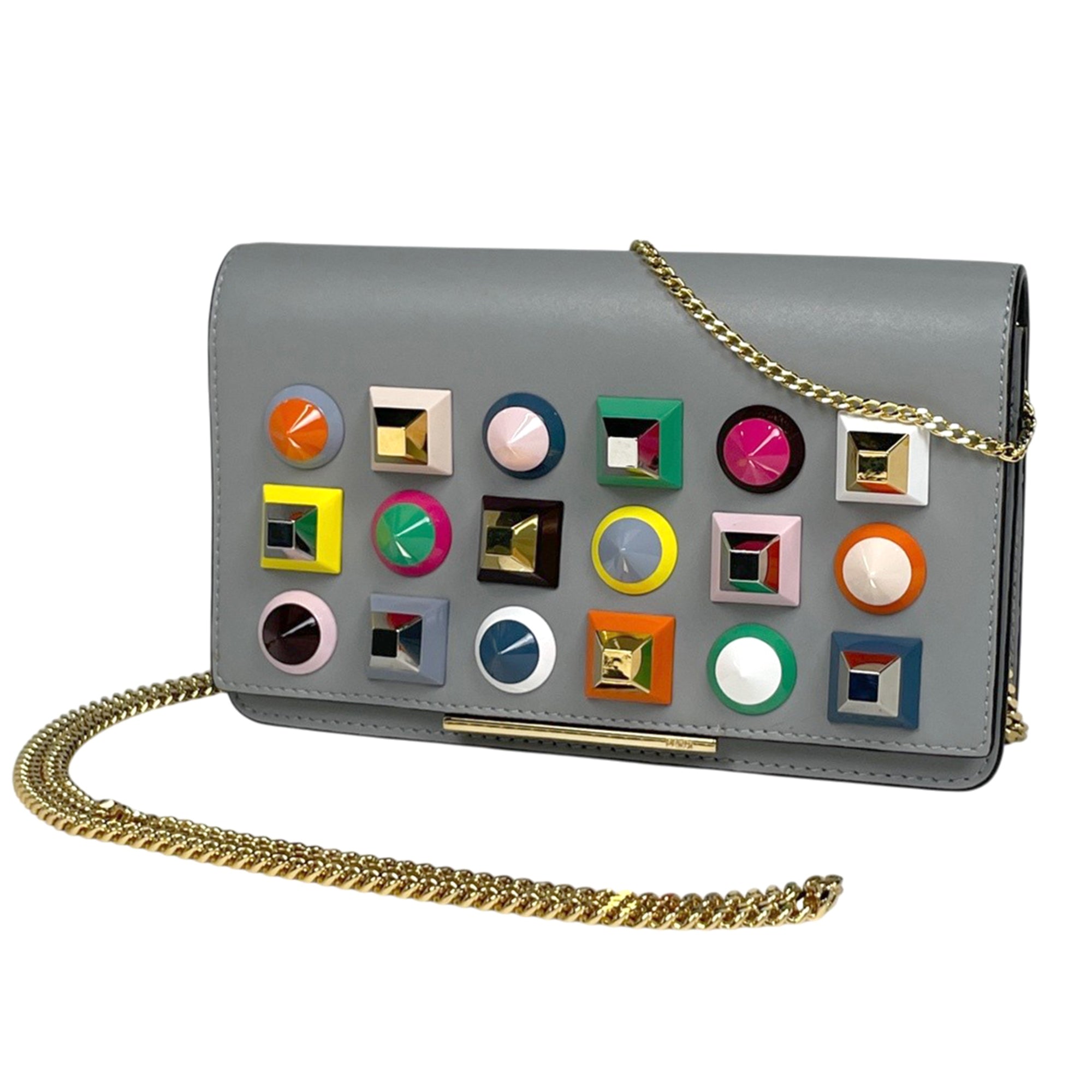 Fendi Gray Multi-Color Leather Shoulder Bag (Pre-Owned)