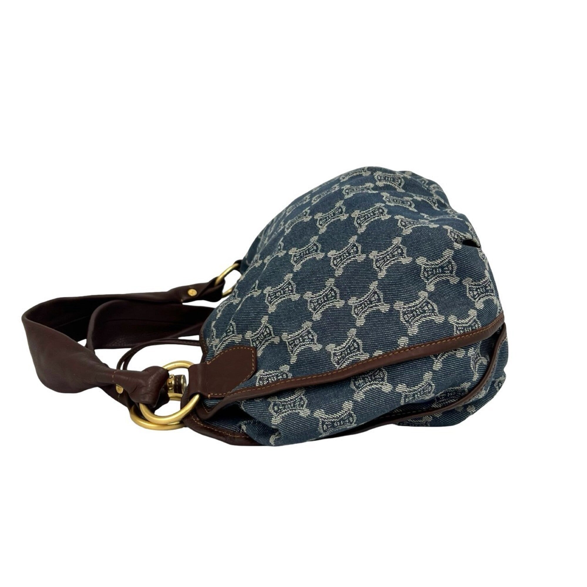 Celine Blue Brown Denim Leather Shoulder Bag (Pre-Owned)