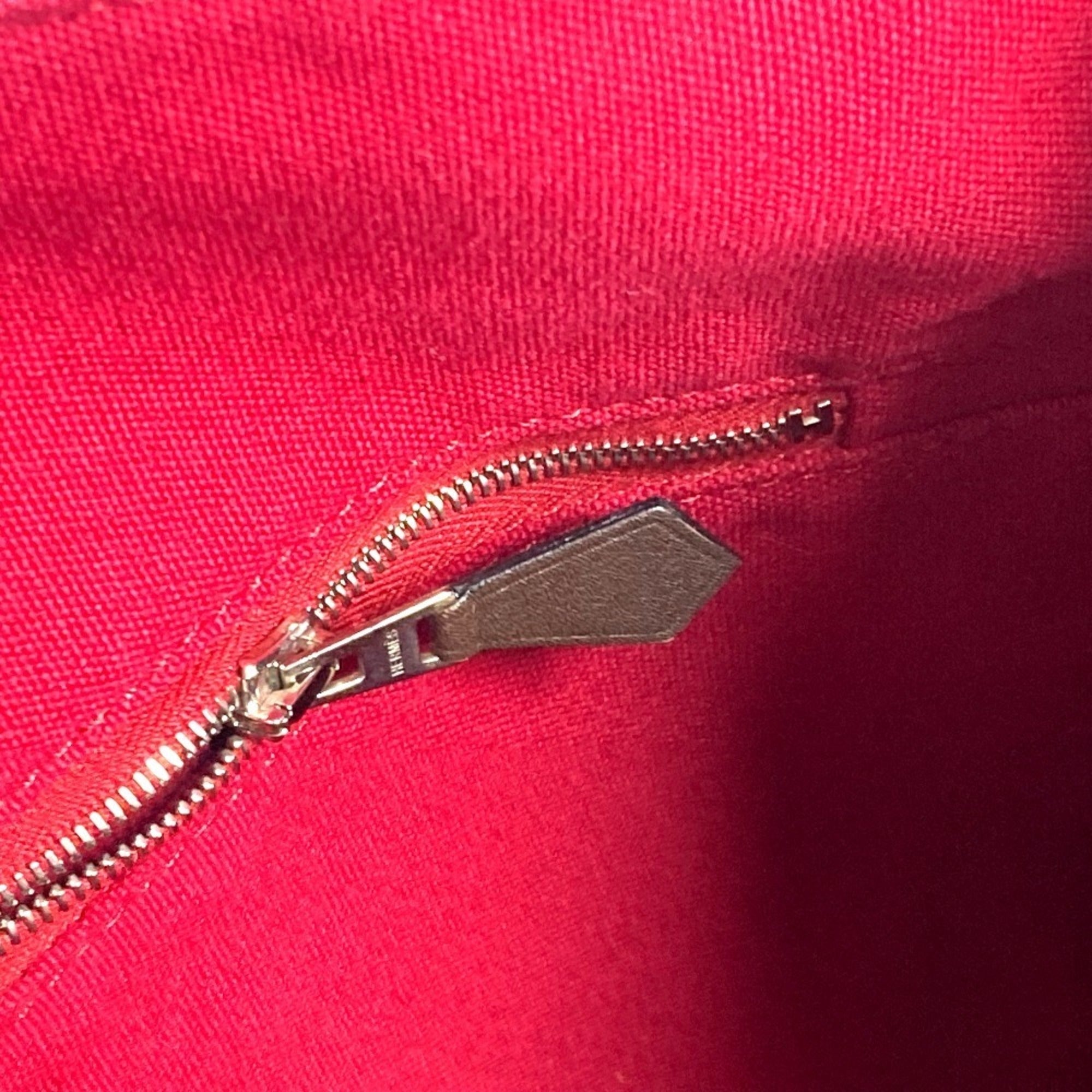 Hermes Black Red Color Canvas Shoulder Bag Tote Bag (Pre-Owned)