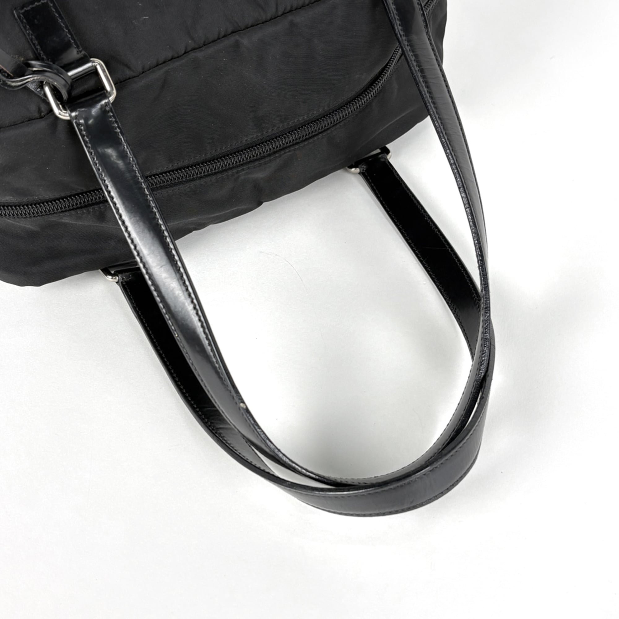 Prada Black Nylon Leather Handbag (Pre-Owned)