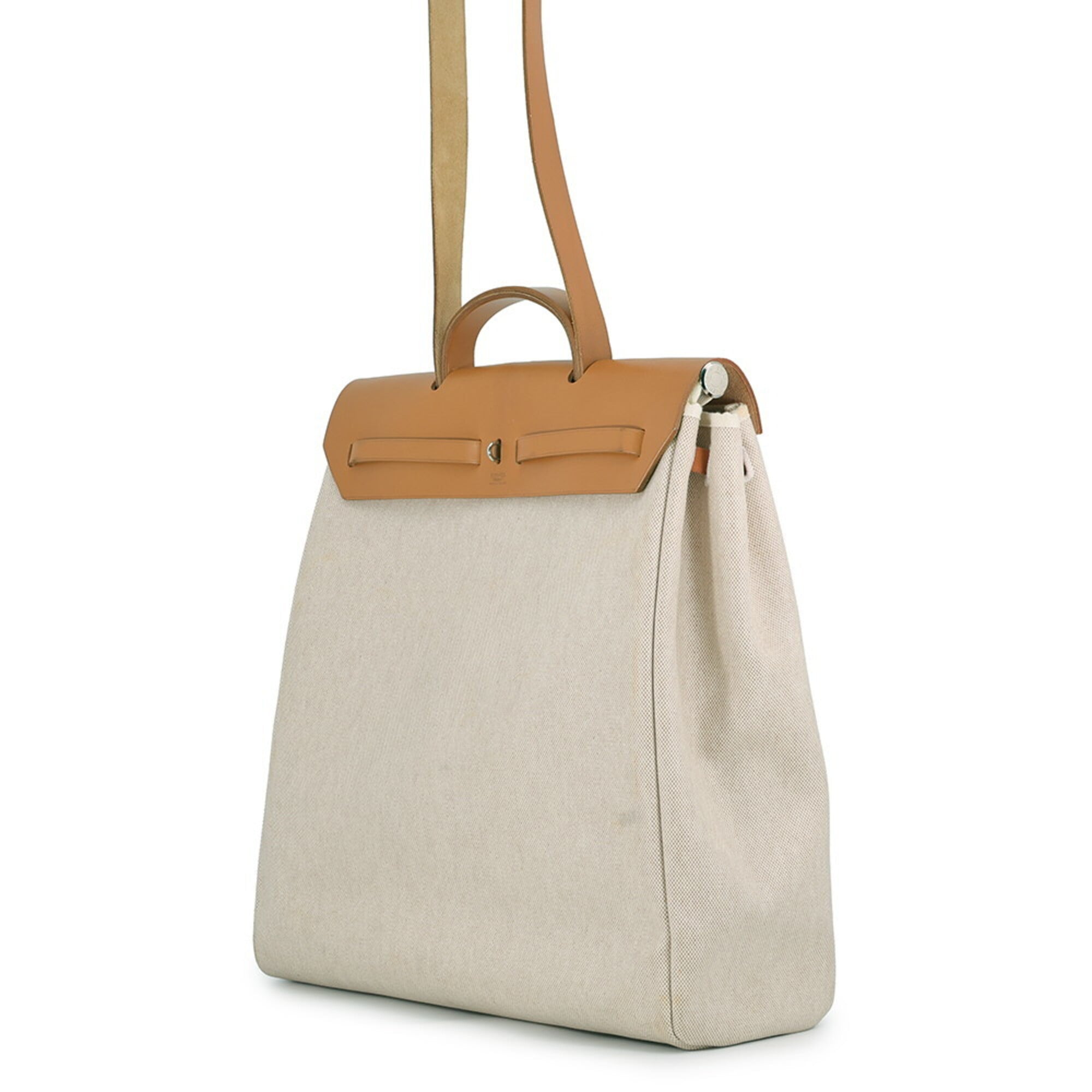 Hermes Her Bag Ecru Natural Toile H Handbag Shoulder Bag (Pre-Owned)