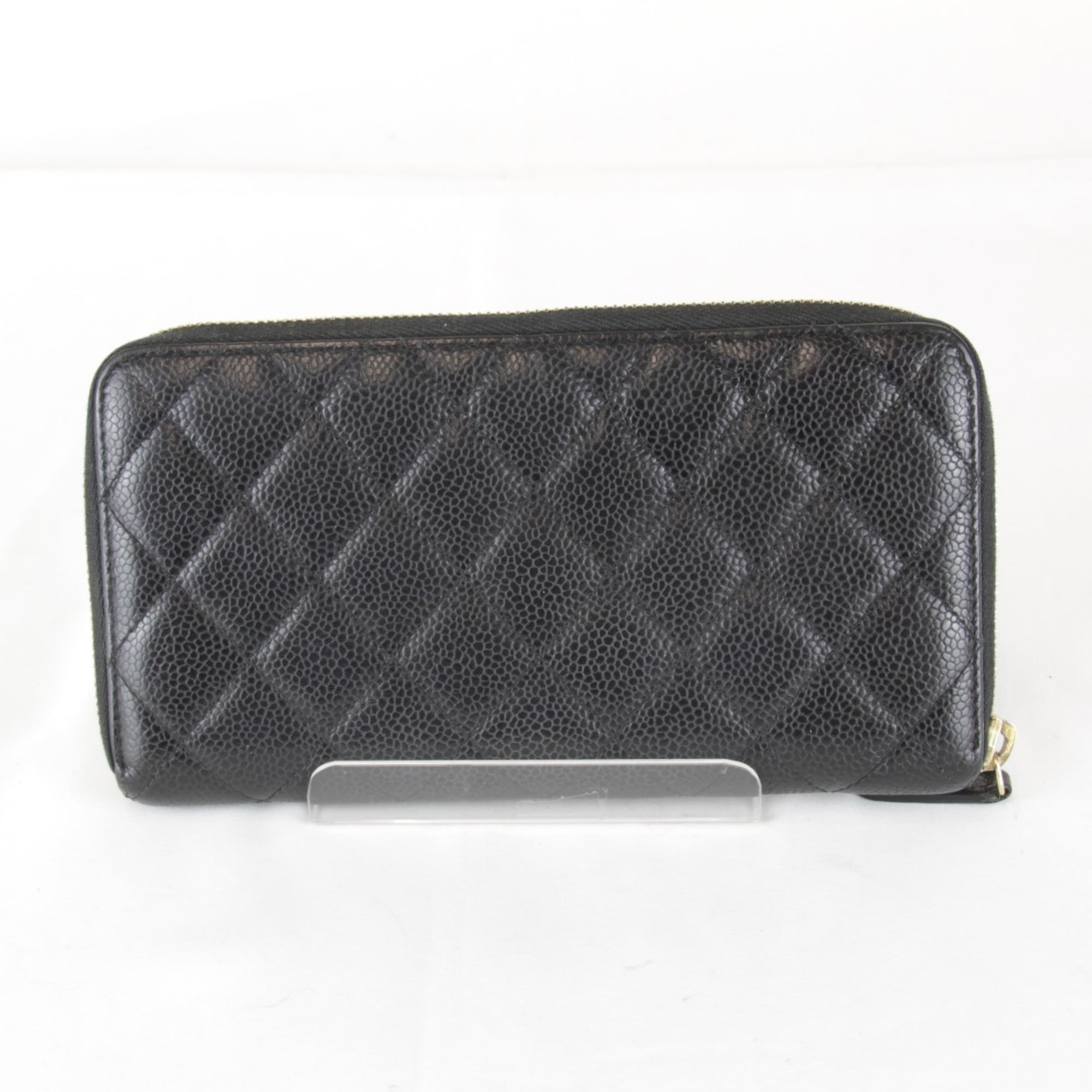 Chanel Black Leather Long Wallet (Bi-Fold) (Pre-Owned)