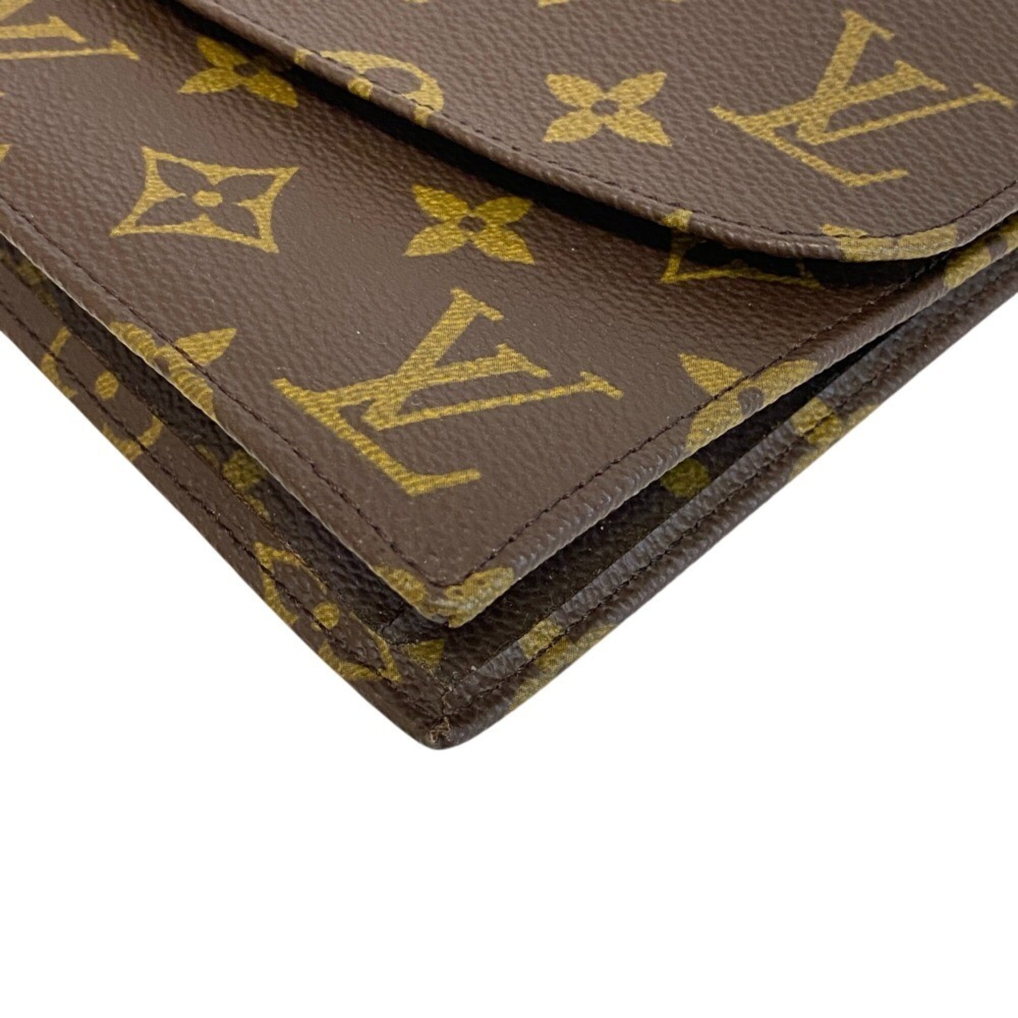 Louis Vuitton Monogram Brown Leather Clutch Bag Pochette (Pre-Owned)