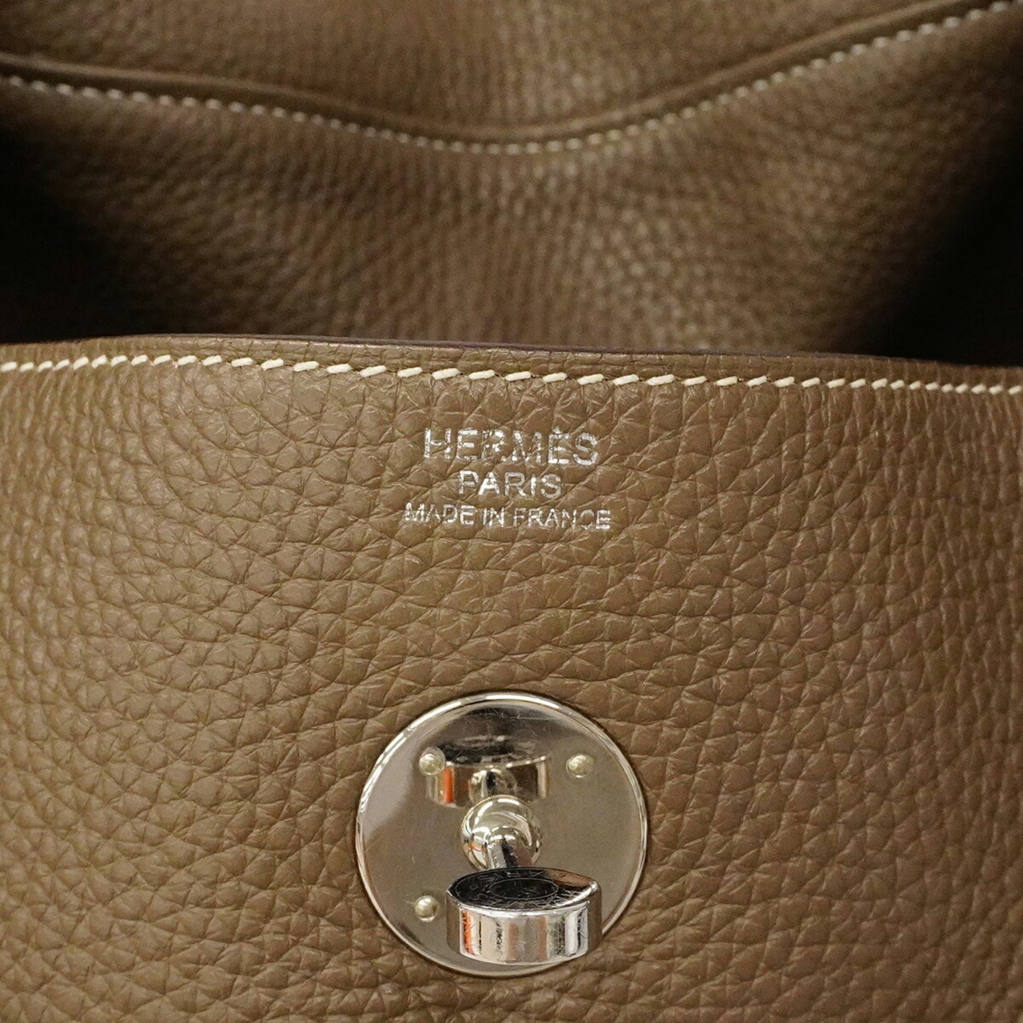 Hermes Etoupe Gray Taurillon Clemence Leather Handbag (Pre-Owned)