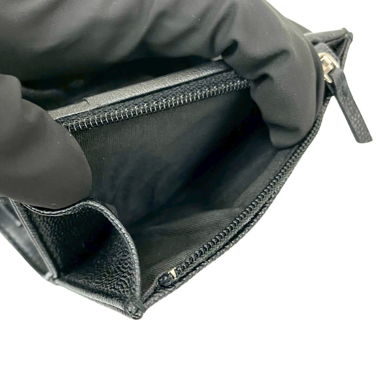 Chanel Black Grained Calfskin Wallet (Tri-Fold) (Pre-Owned)
