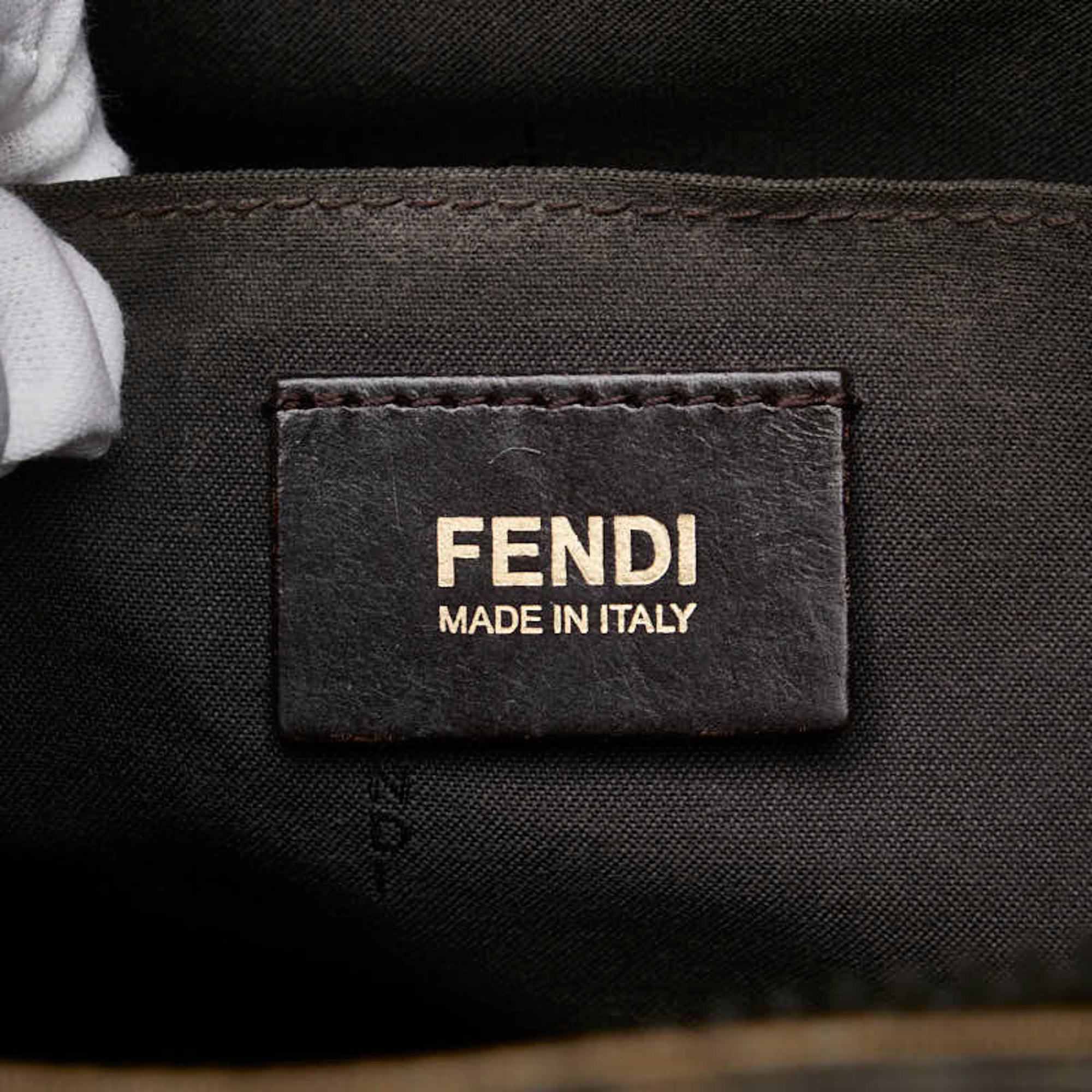 Fendi Zucca Khaki Brown Pvc Leather Shoulder Bag (Pre-Owned)