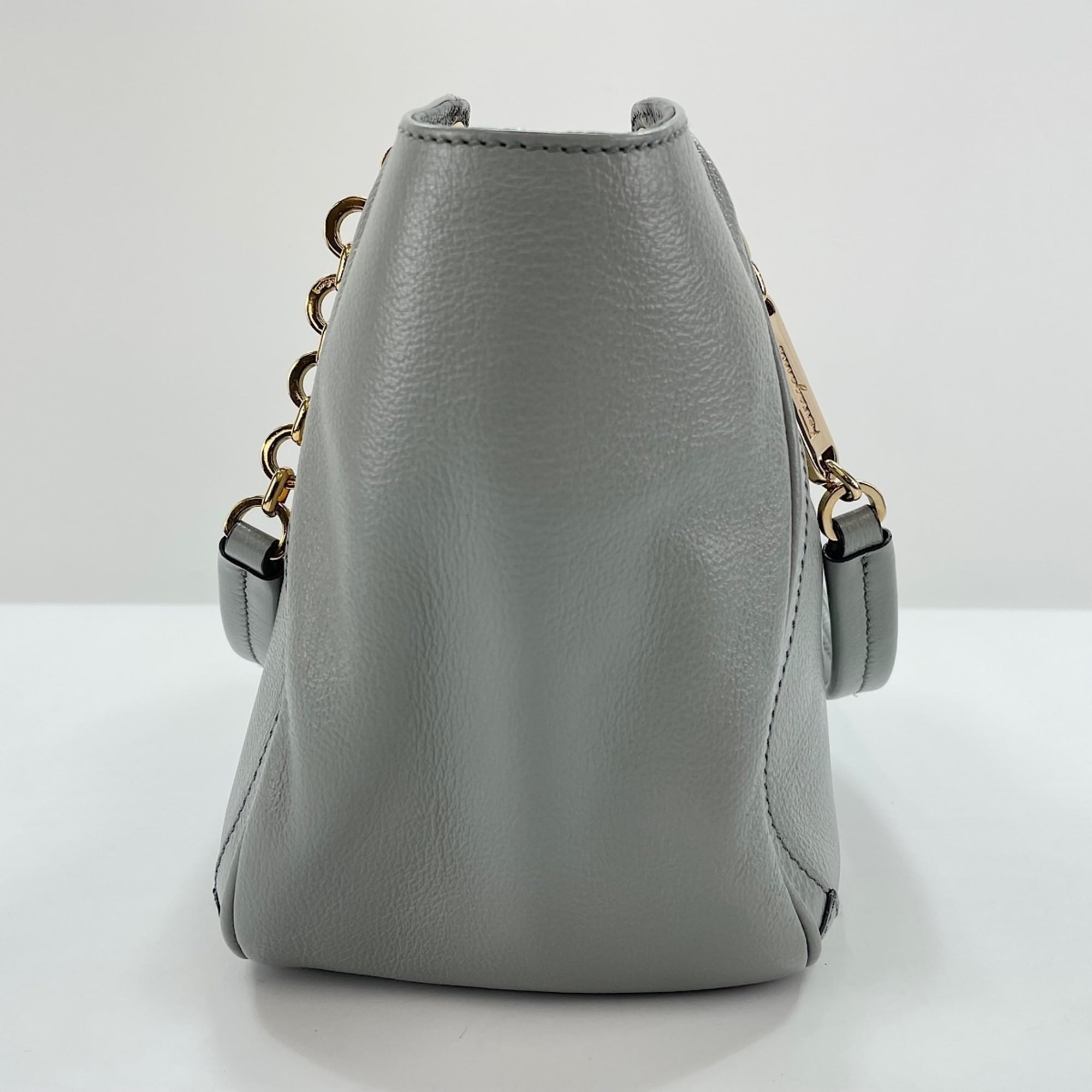 Salvatore Ferragamo Gancini Gray Handbag (Pre-Owned)
