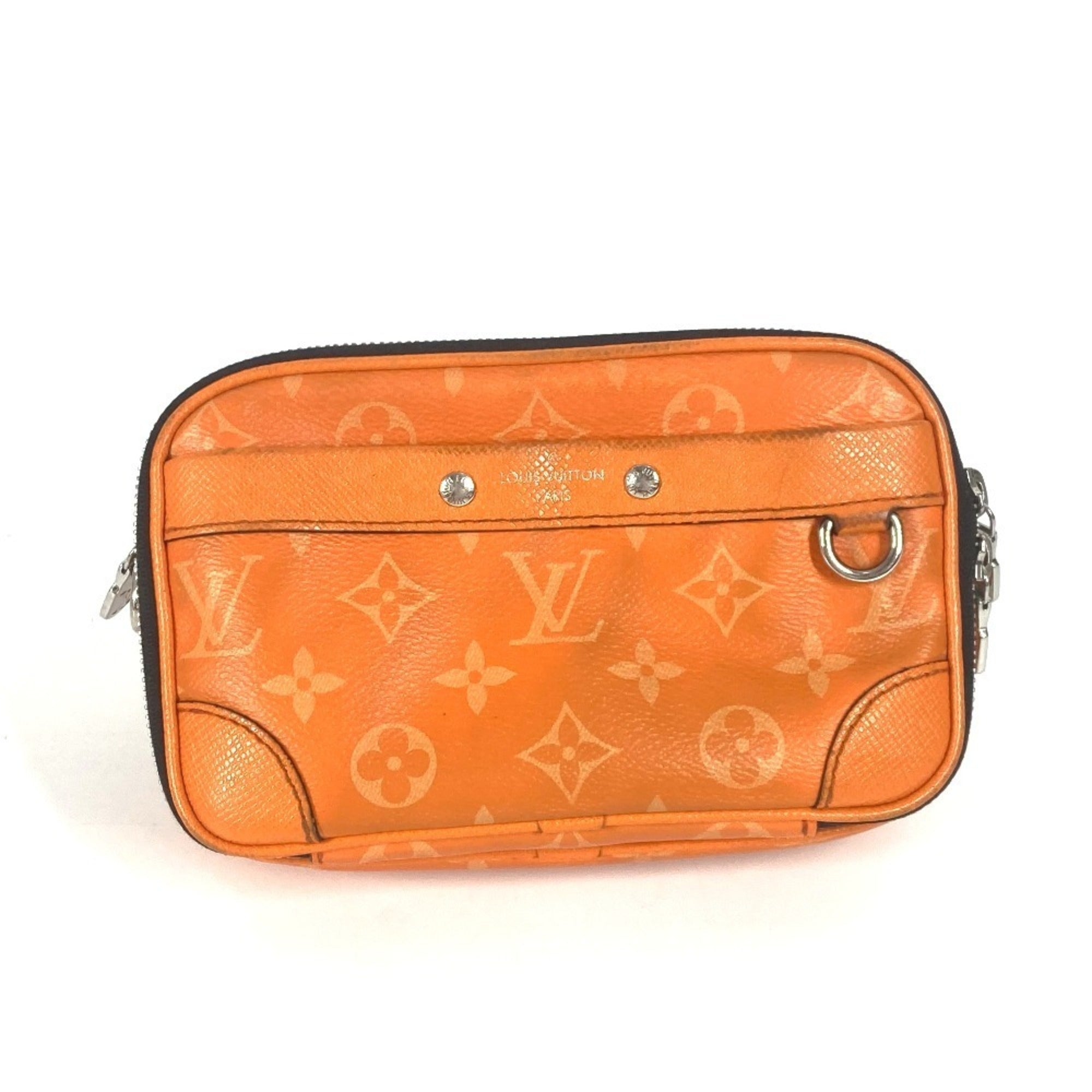 Louis Vuitton Orange Monogram Taiga Leather Pochette Shoulder Bag (Pre-Owned)