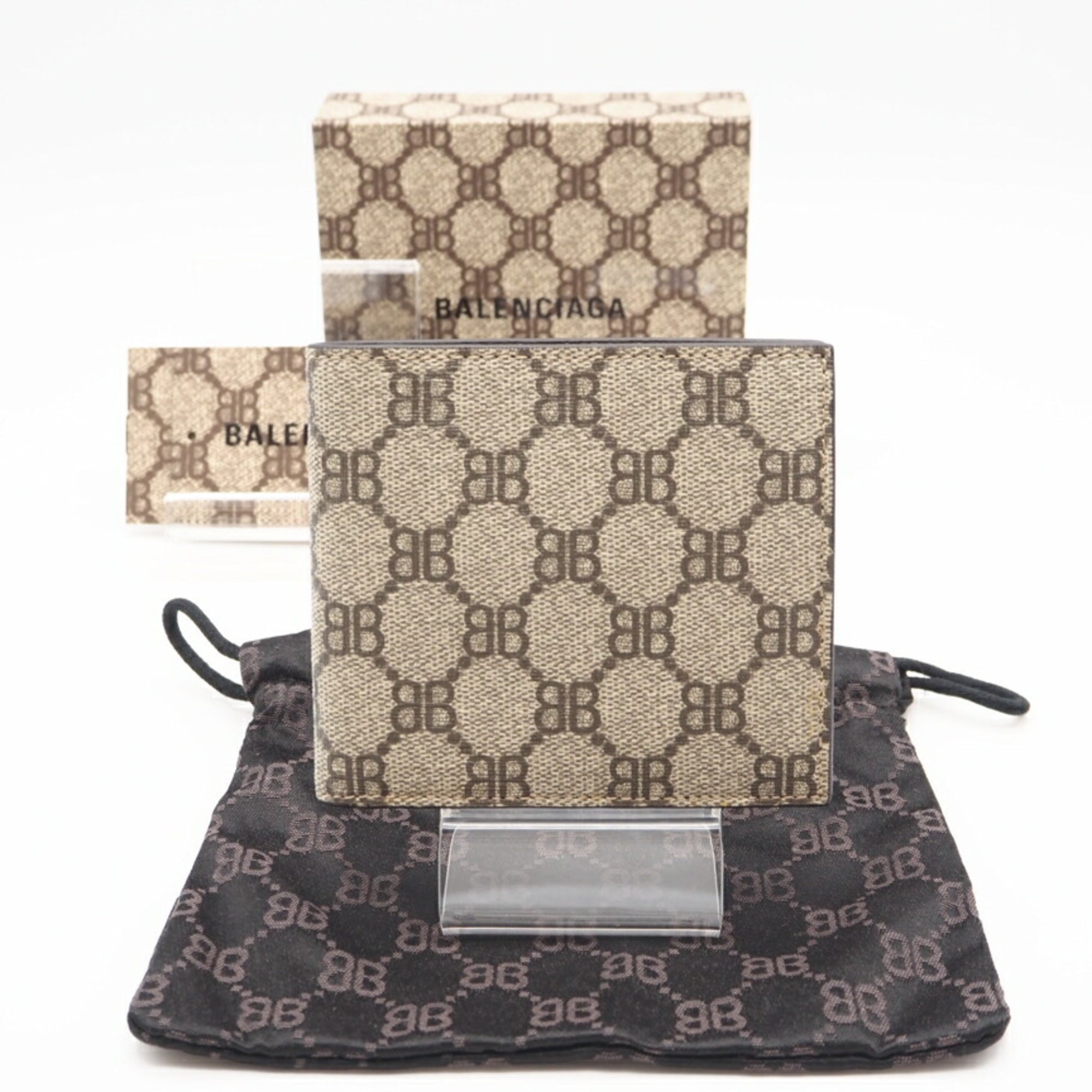 Balenciaga Beige Coated Canvas Leather Wallet (Bi-Fold) (Pre-Owned)