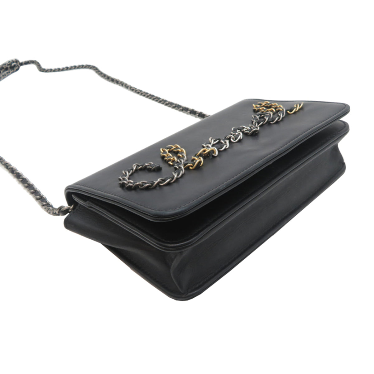 Chanel Black Leather Chain/Shoulder Wallet (Pre-Owned)