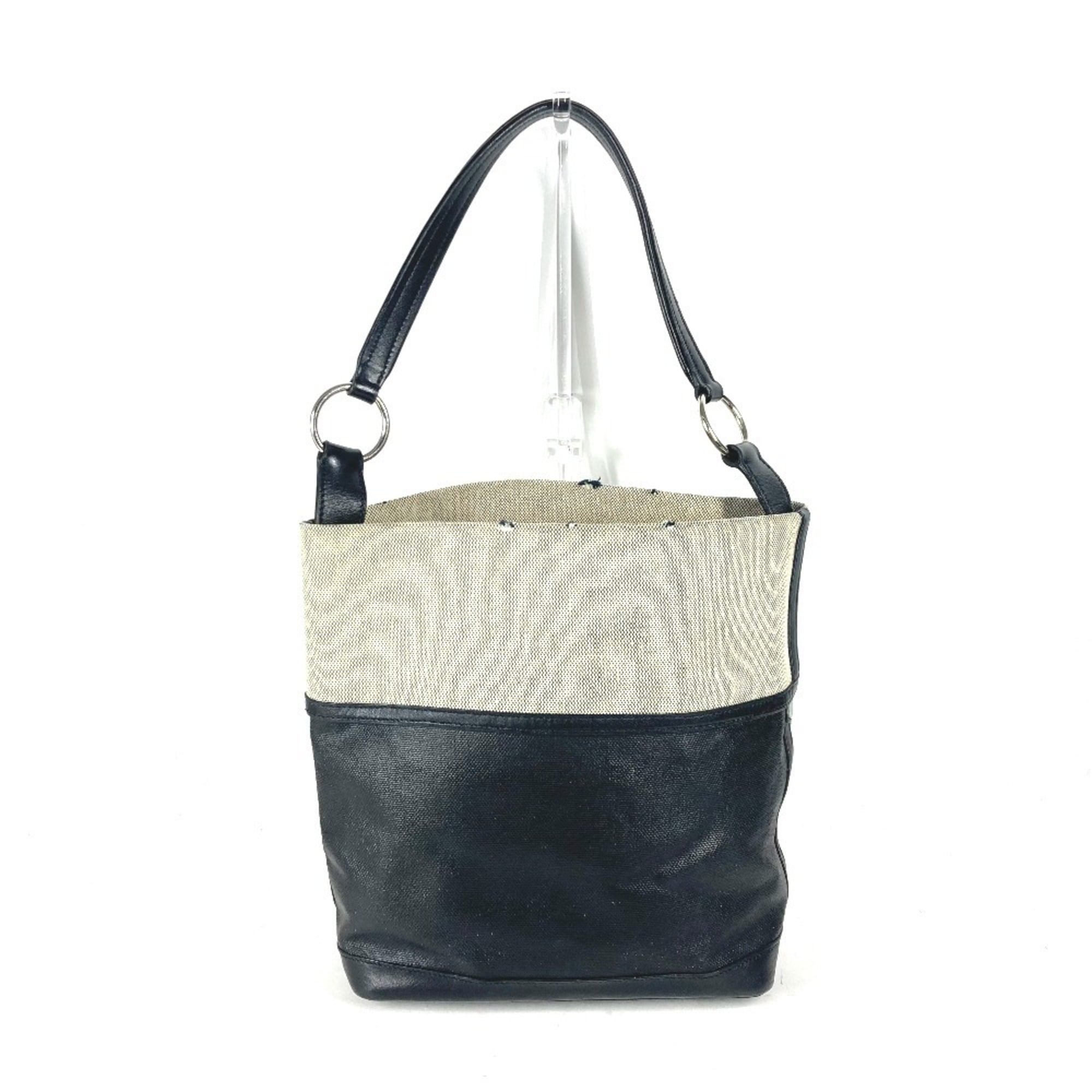 Hermes Black Gray Toile H Coated Canvas Shoulder Bag Tote Bag (Pre-Owned)