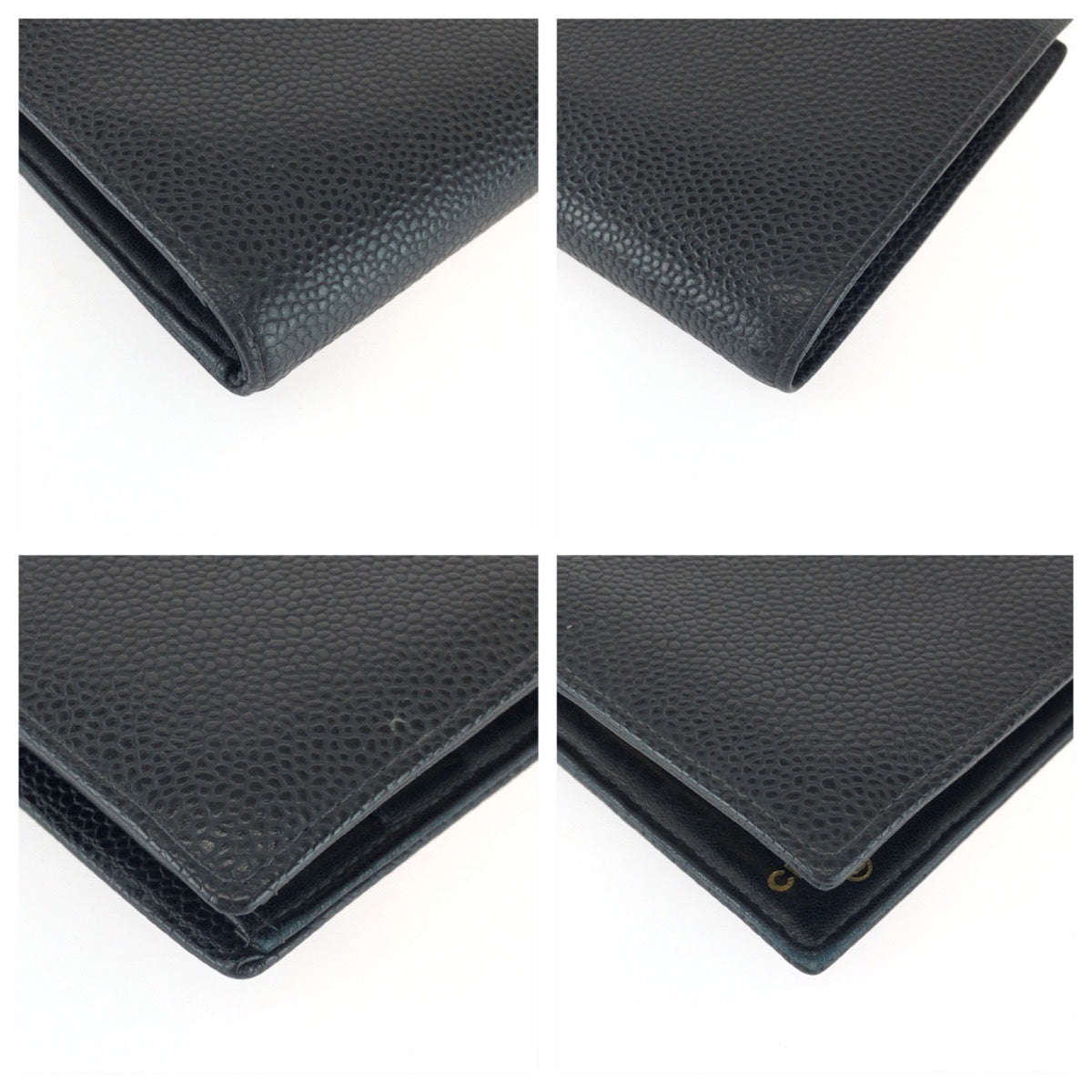Chanel Black Leather Middle Wallet (Bi-Fold) (Pre-Owned)