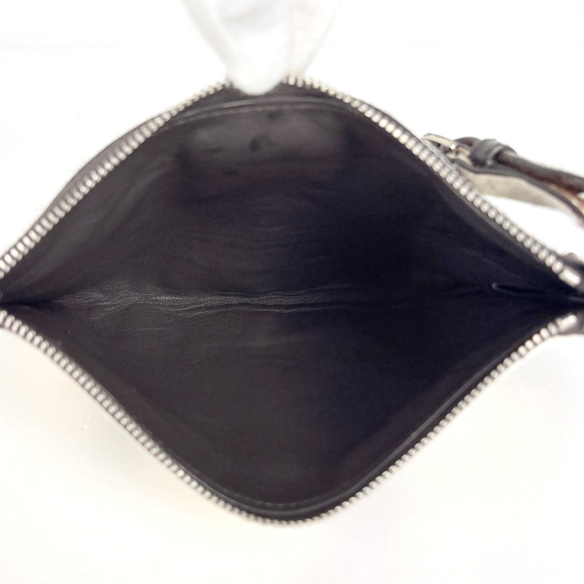Miu Miu Brown White Leather Handbag Pouch (Pre-Owned)