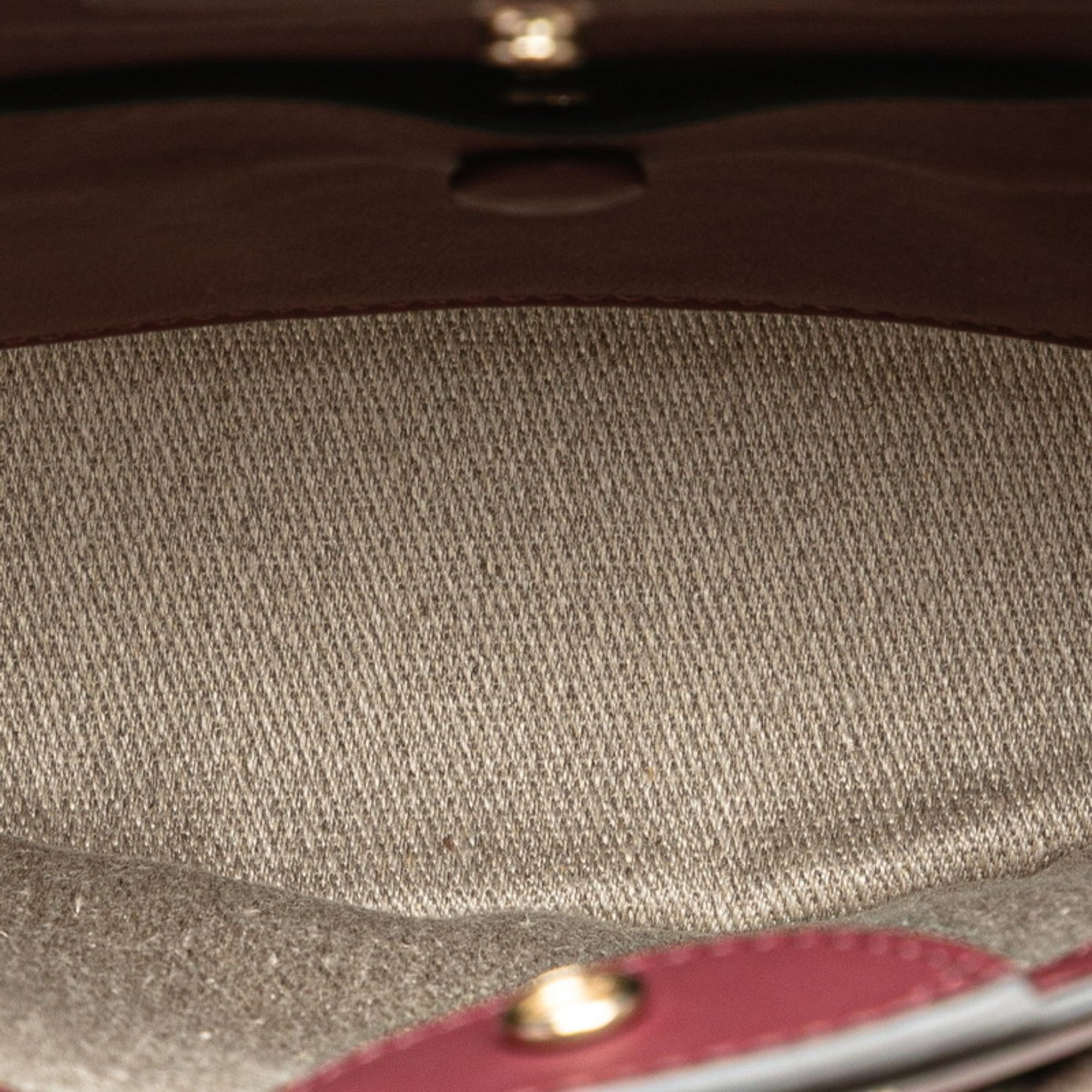 Chloé Beige Wine Leather Linen Shoulder Bag (Pre-Owned)