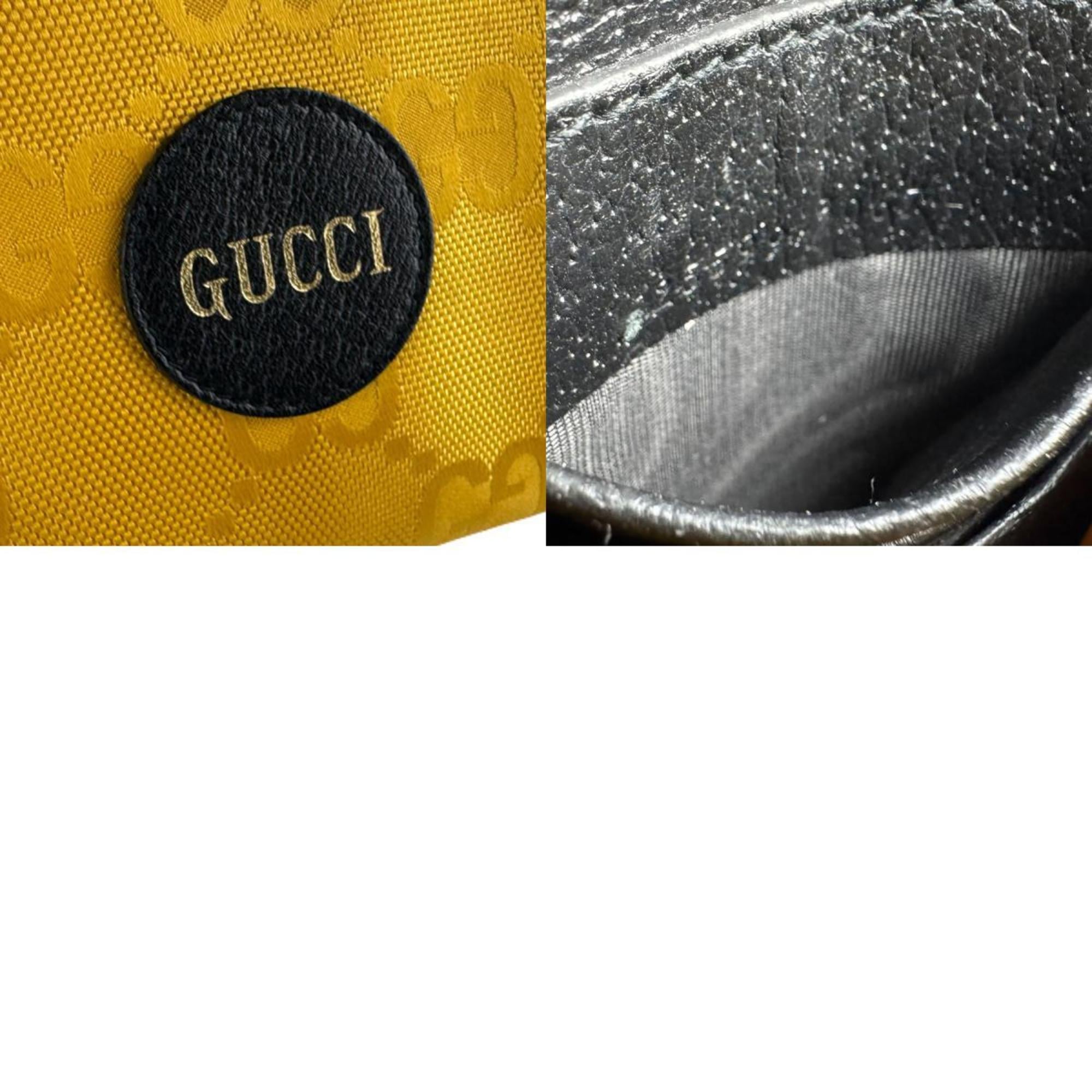 Gucci Black Yellow Nylon Canvas Leather Shoulder Bag (Pre-Owned)
