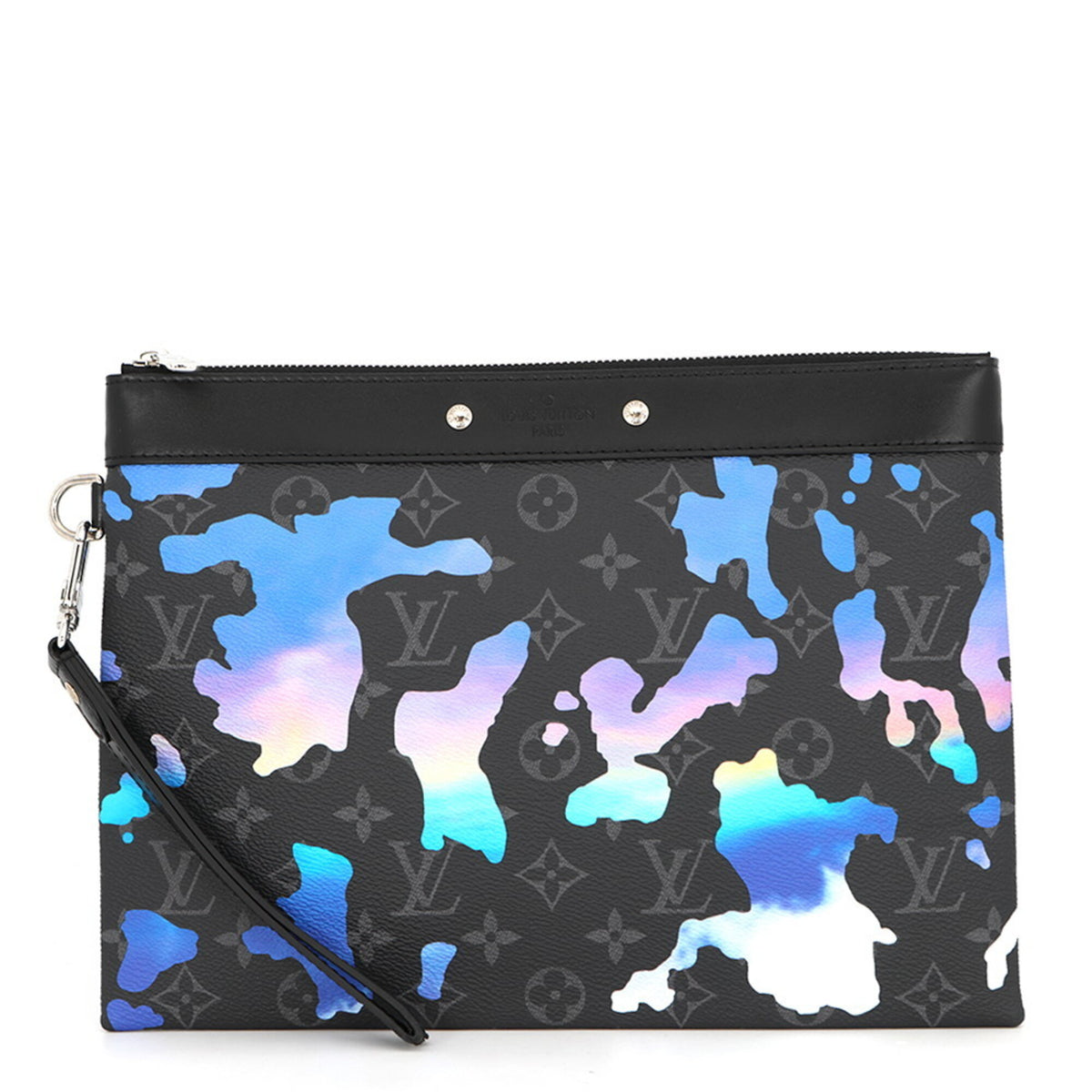 Louis Vuitton Black Monogram Eclipse Multi-Color Noir Monogram Eclipse Clutch Bag Handbag Pochette (Pre-Owned)
