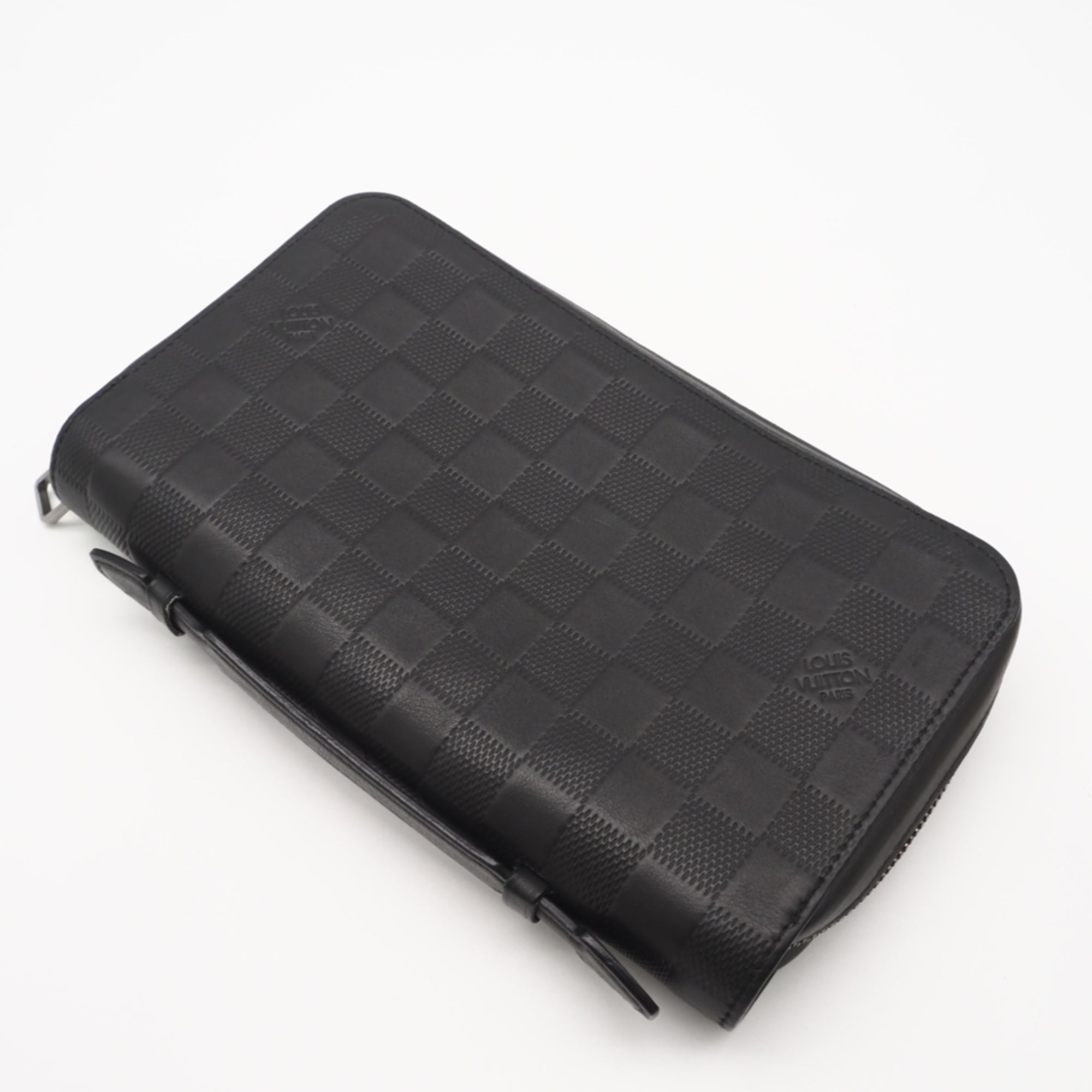 Louis Vuitton Damier Infini Black Leather Long Wallet (Bi-Fold) (Pre-Owned)