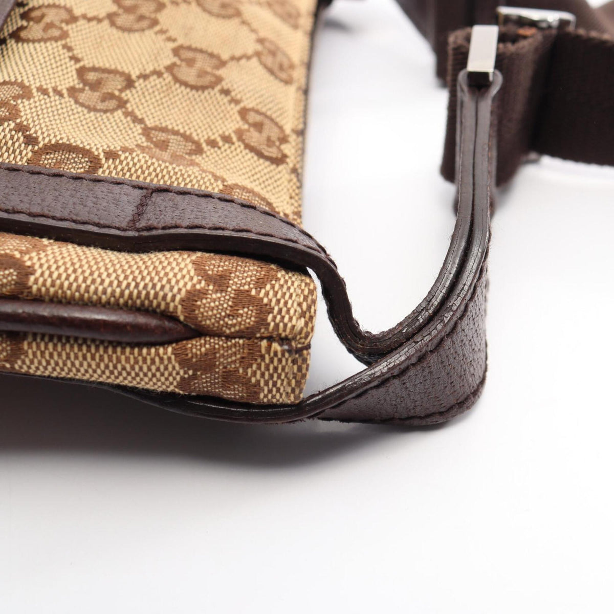 Gucci Beige Brown Canvas Leather Handbag Shoulder Bag (Pre-Owned)