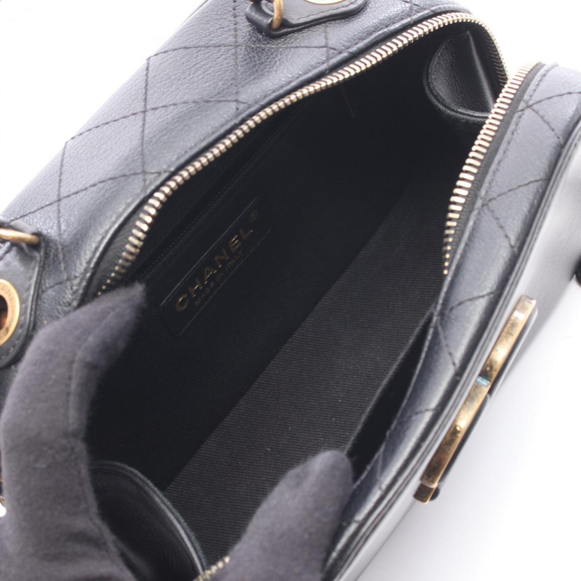 Chanel Black Leather Handbag Shoulder Bag (Pre-Owned)