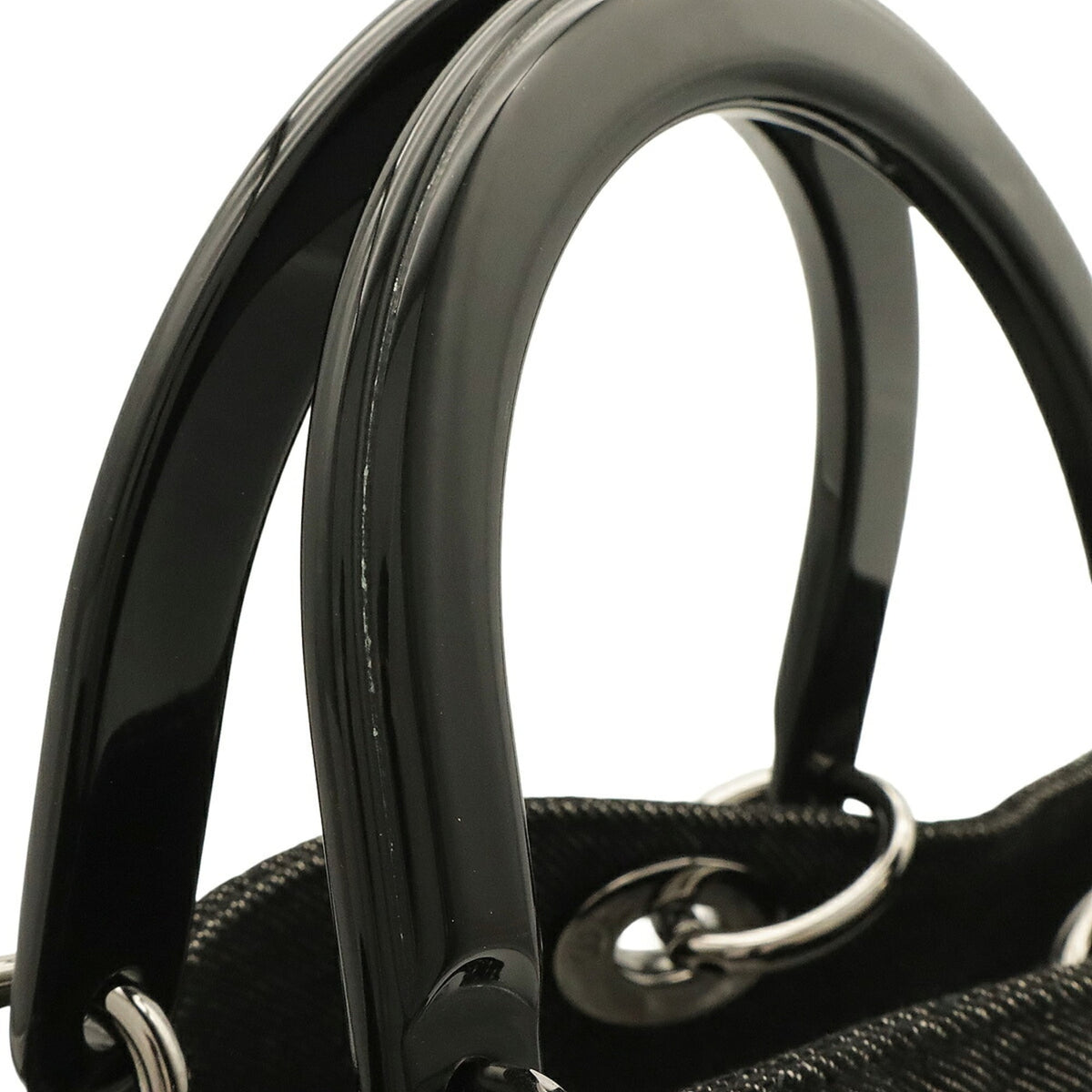 Christian Dior Black Denim Plastic Shoulder Bag Tote Bag (Pre-Owned)