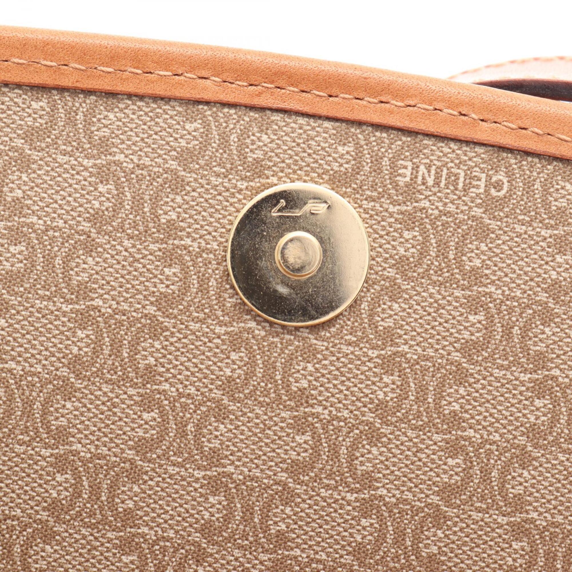 Celine Beige Brown Coated Canvas Leather Handbag (Pre-Owned)