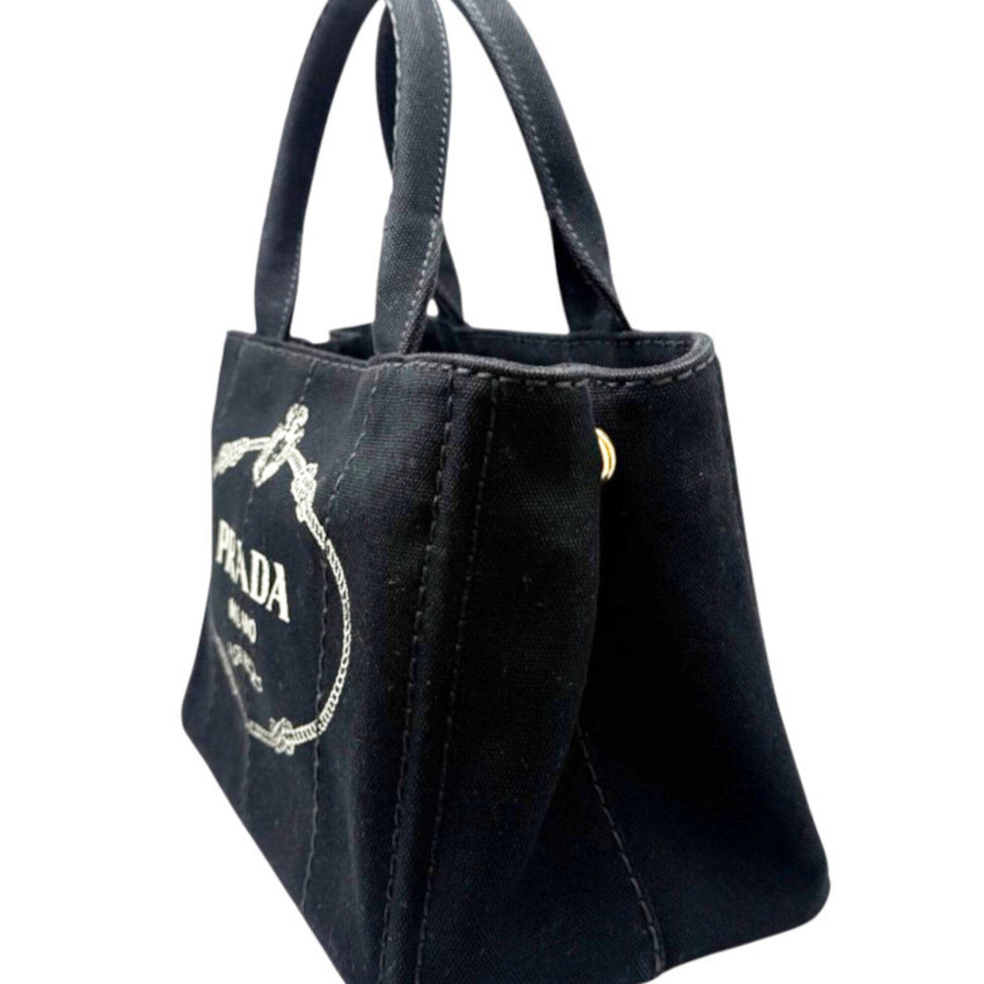 Prada Black Canvas Handbag Shoulder Bag (Pre-Owned)