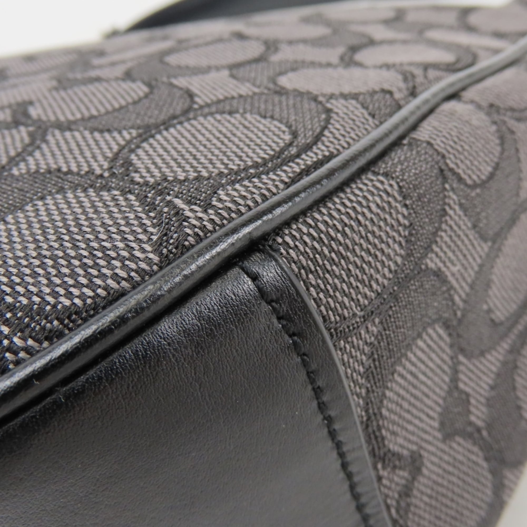 Coach Black Gray Canvas Leather Shoulder Bag (Pre-Owned)