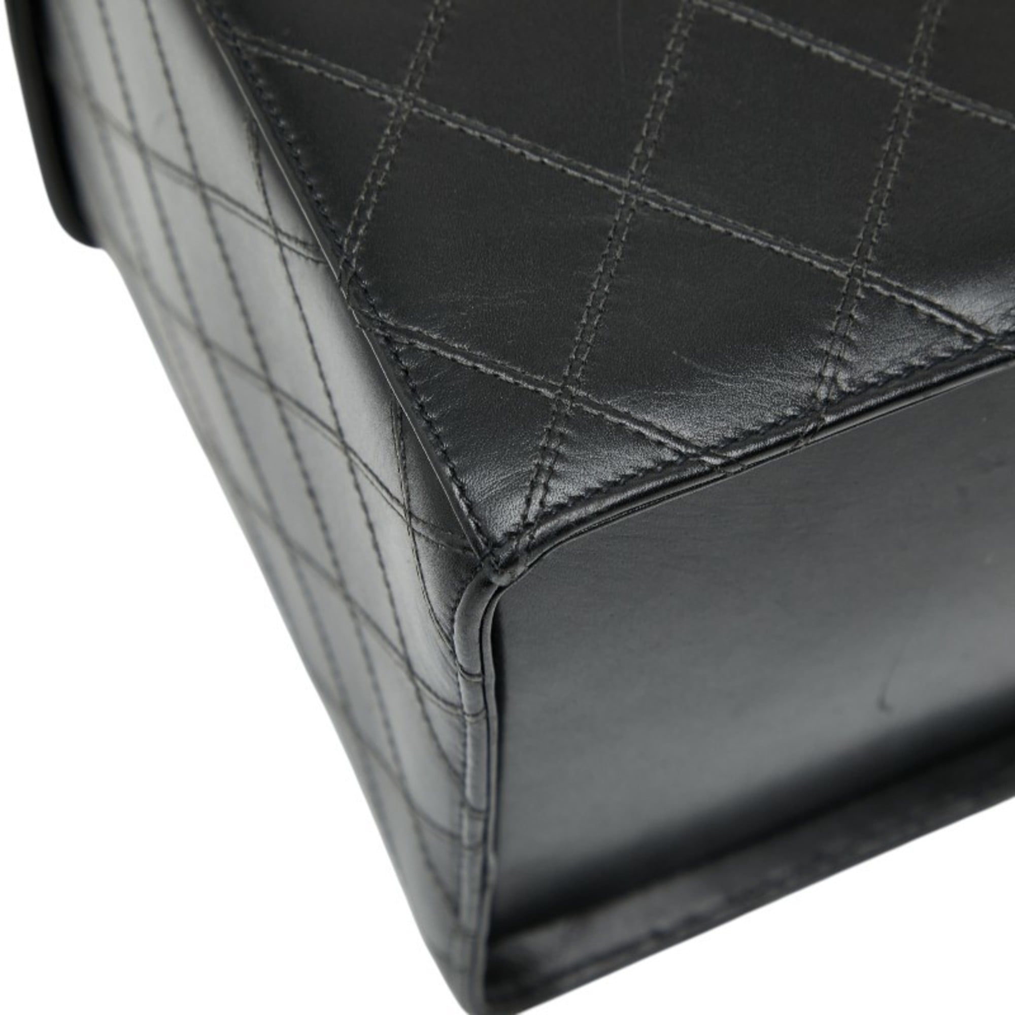 Chanel Bicolor Black Leather Shoulder Bag Vanity Bag (Pre-Owned)