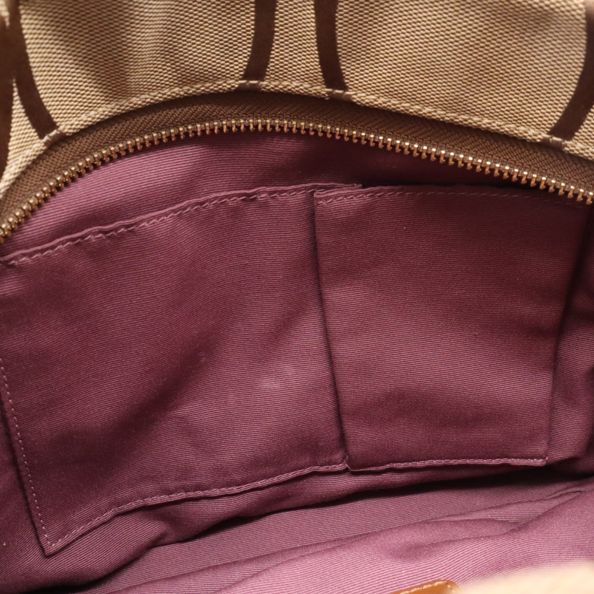Coach Beige Brown Signature Line Shoulder Bag (Pre-Owned)