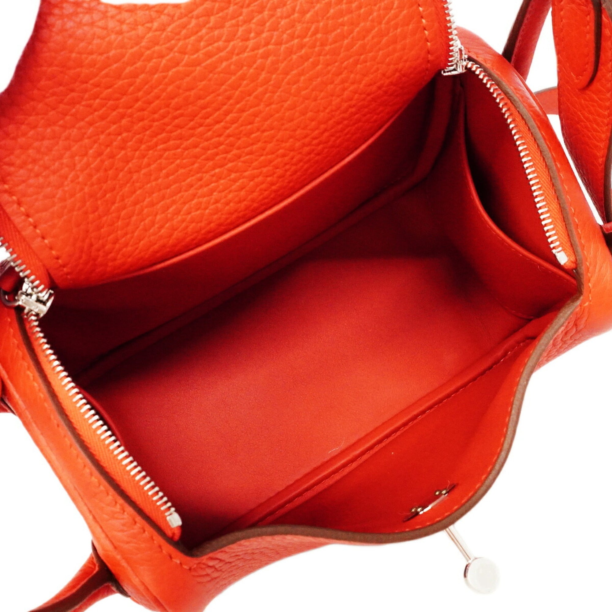 Hermes Red Color Taurillon Clemence Leather Handbag (Pre-Owned)
