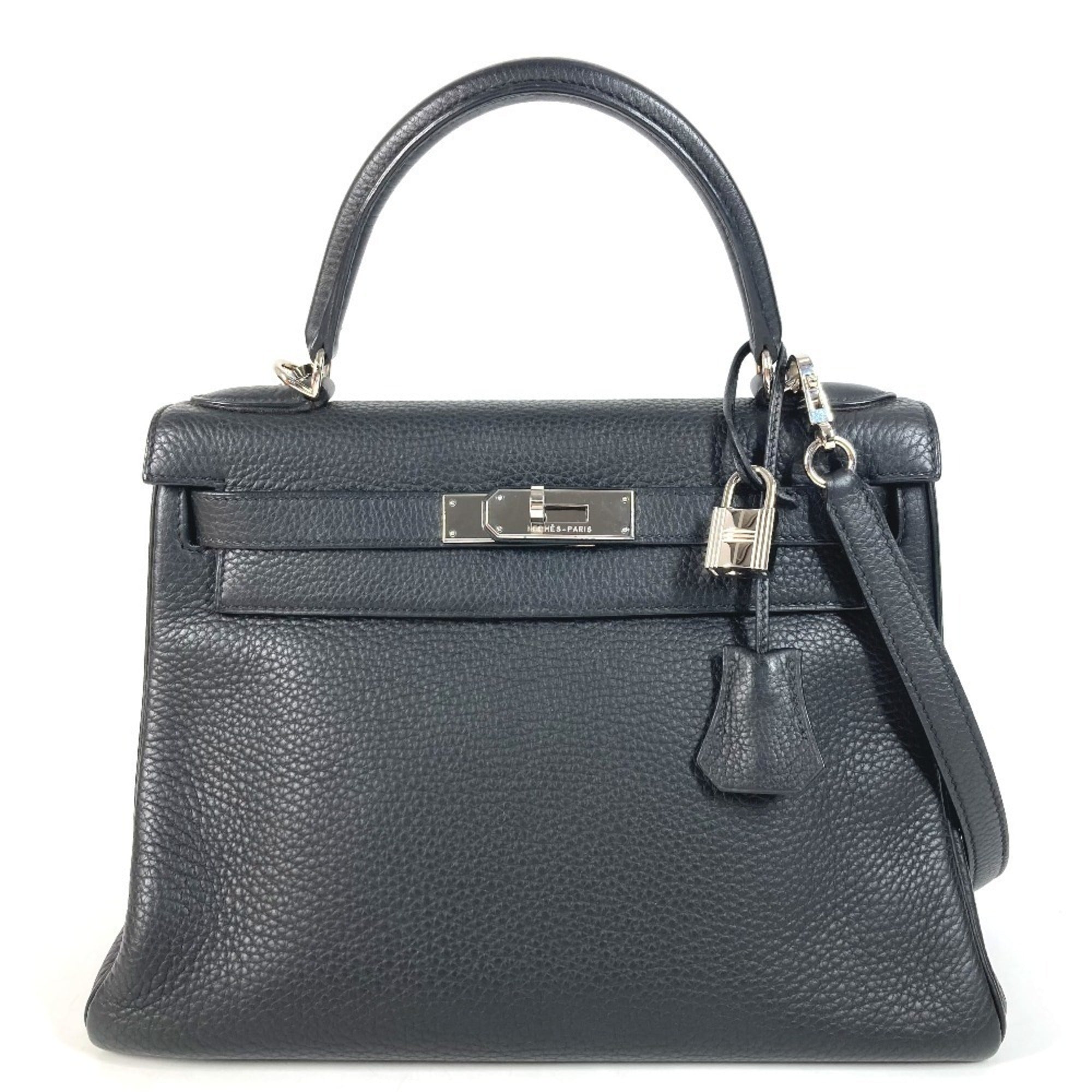 Hermes Black Taurillon Clemence Leather Handbag Shoulder Bag (Pre-Owned)