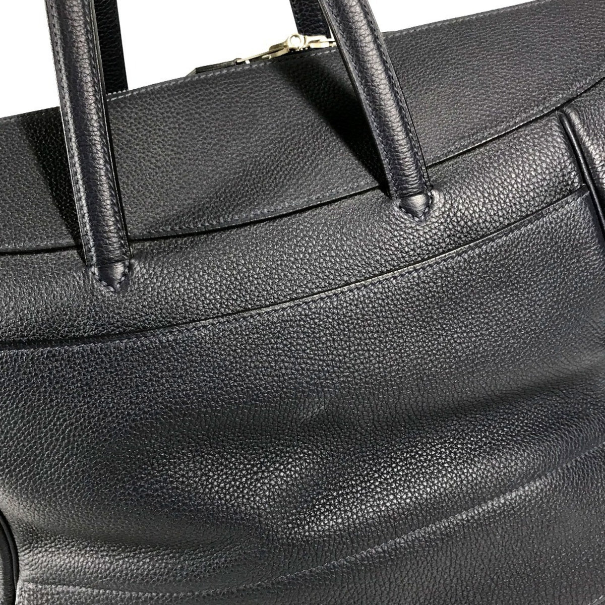 Hermes Navy Togo Leather Boston Bag Handbag Shoulder Bag (Pre-Owned)