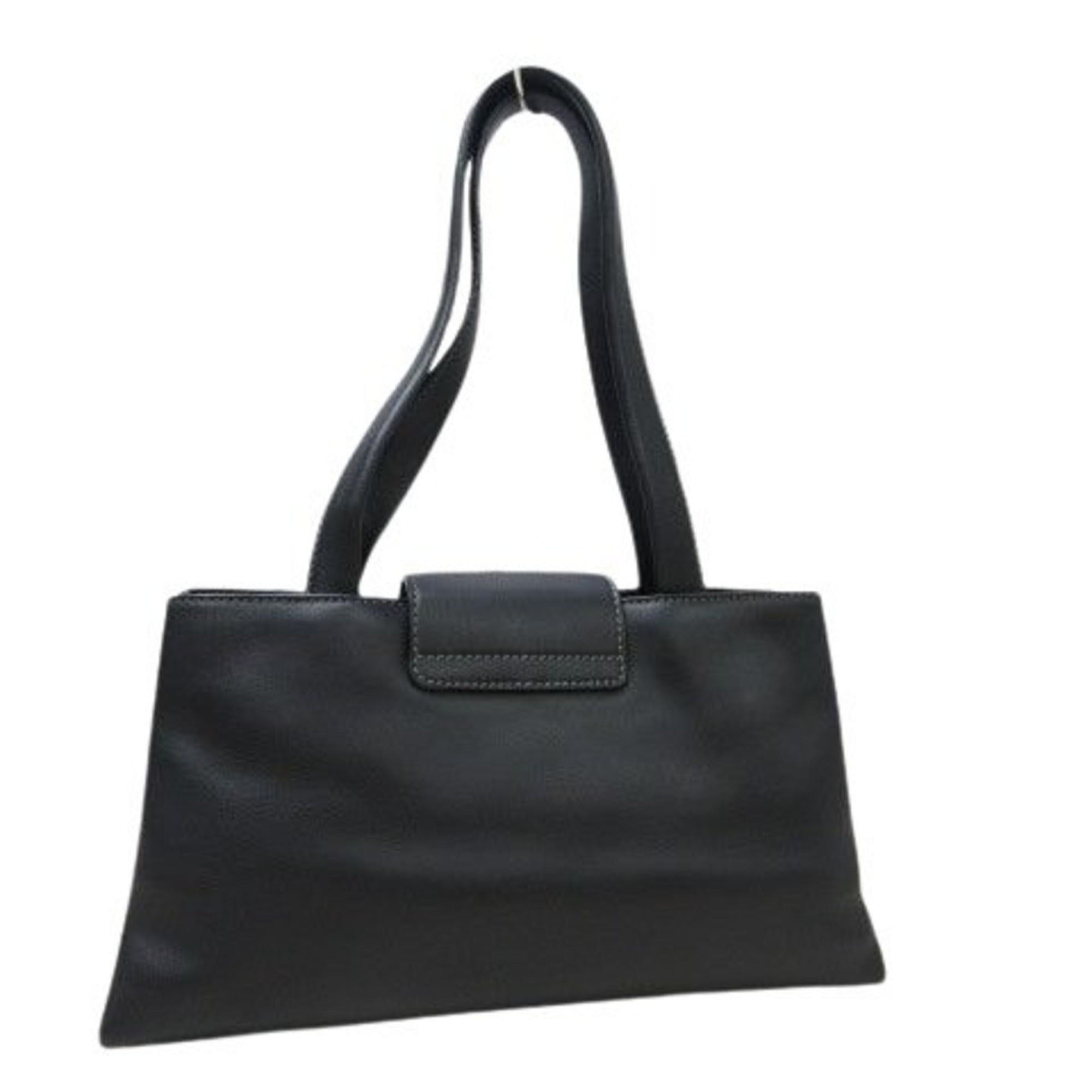 Bvlgari Black Leather Handbag Shoulder Bag Tote Bag (Pre-Owned)