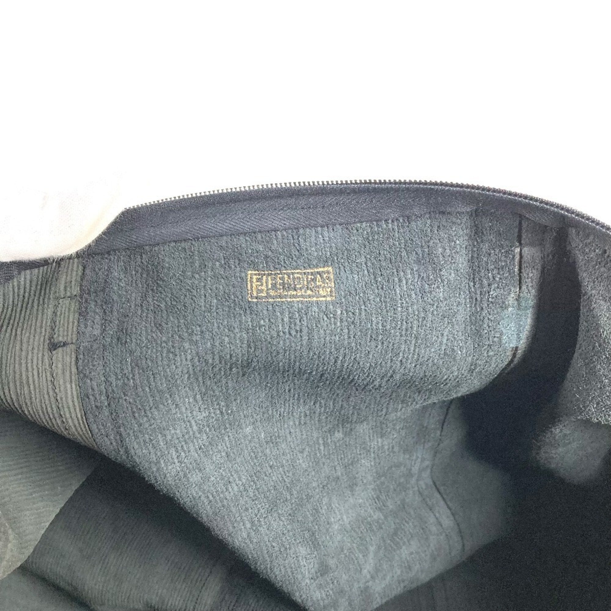 Fendi Black Leather Boston Bag Handbag (Pre-Owned)