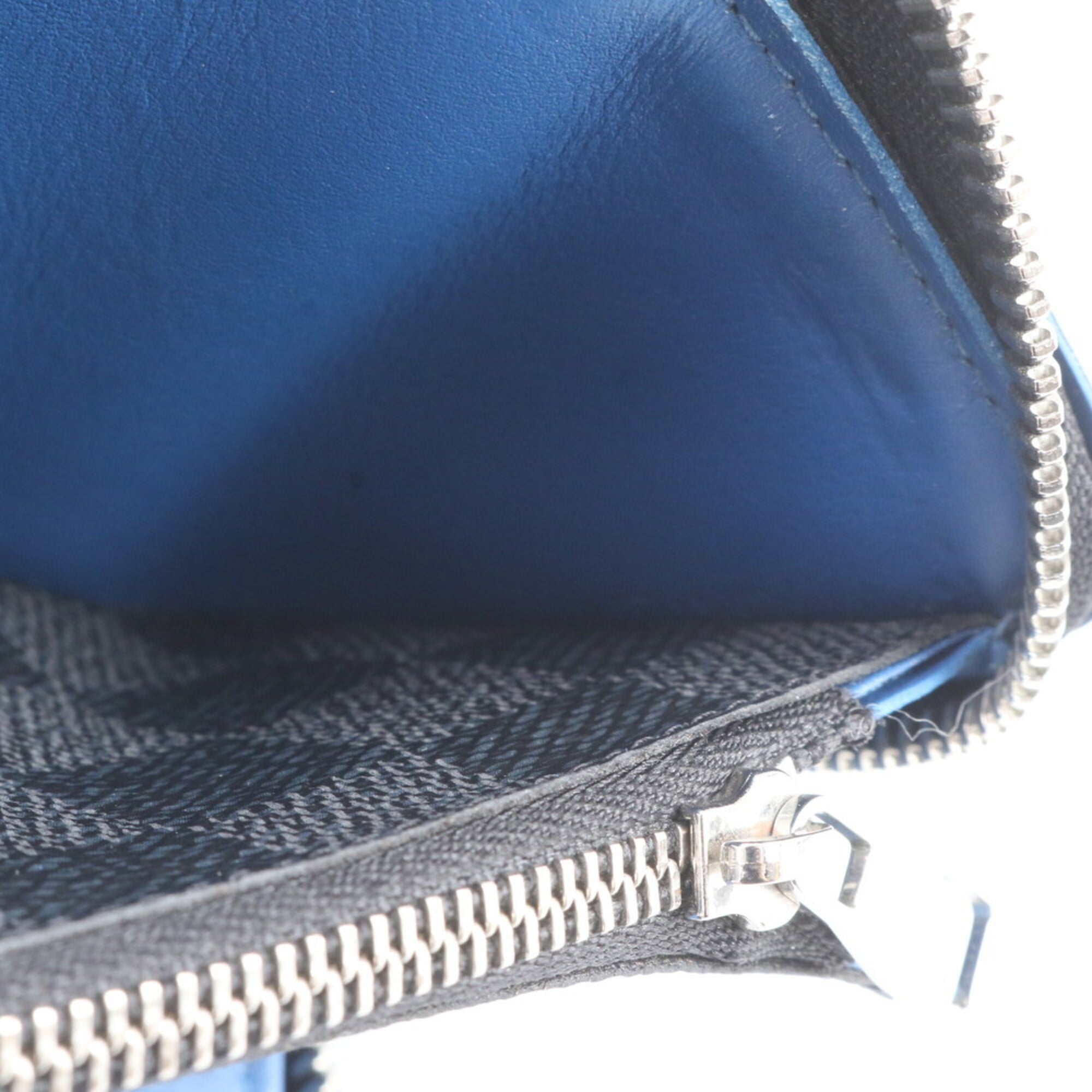 Louis Vuitton Black Blue Leather Coated Canvas Long Wallet (Bi-Fold) (Pre-Owned)