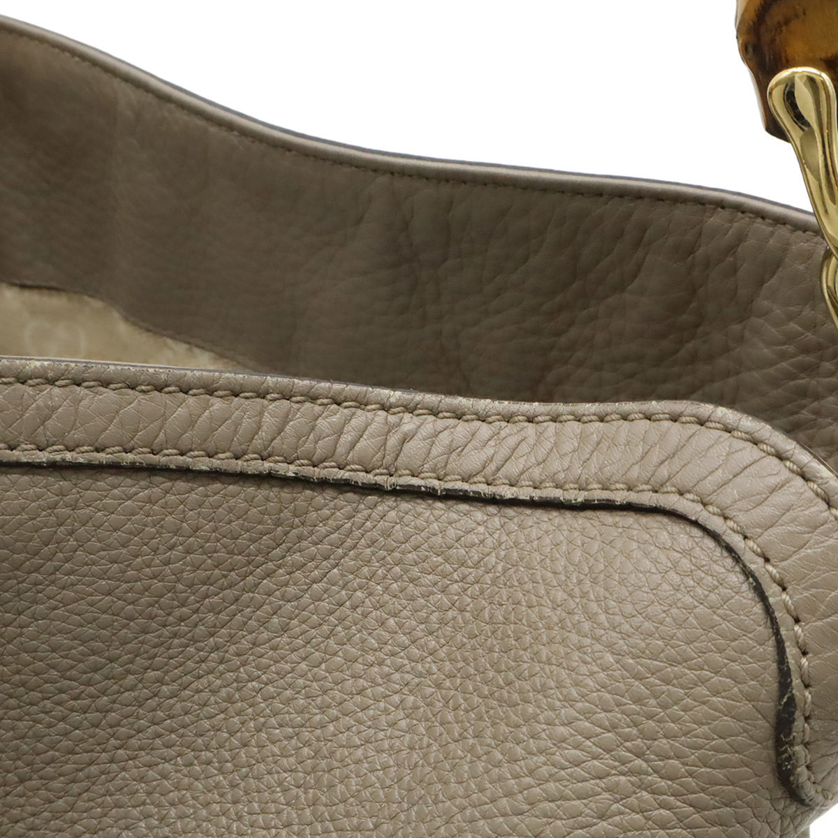 Gucci Bamboo Grayish Bamboo Leather Handbag Shoulder Bag (Pre-Owned)