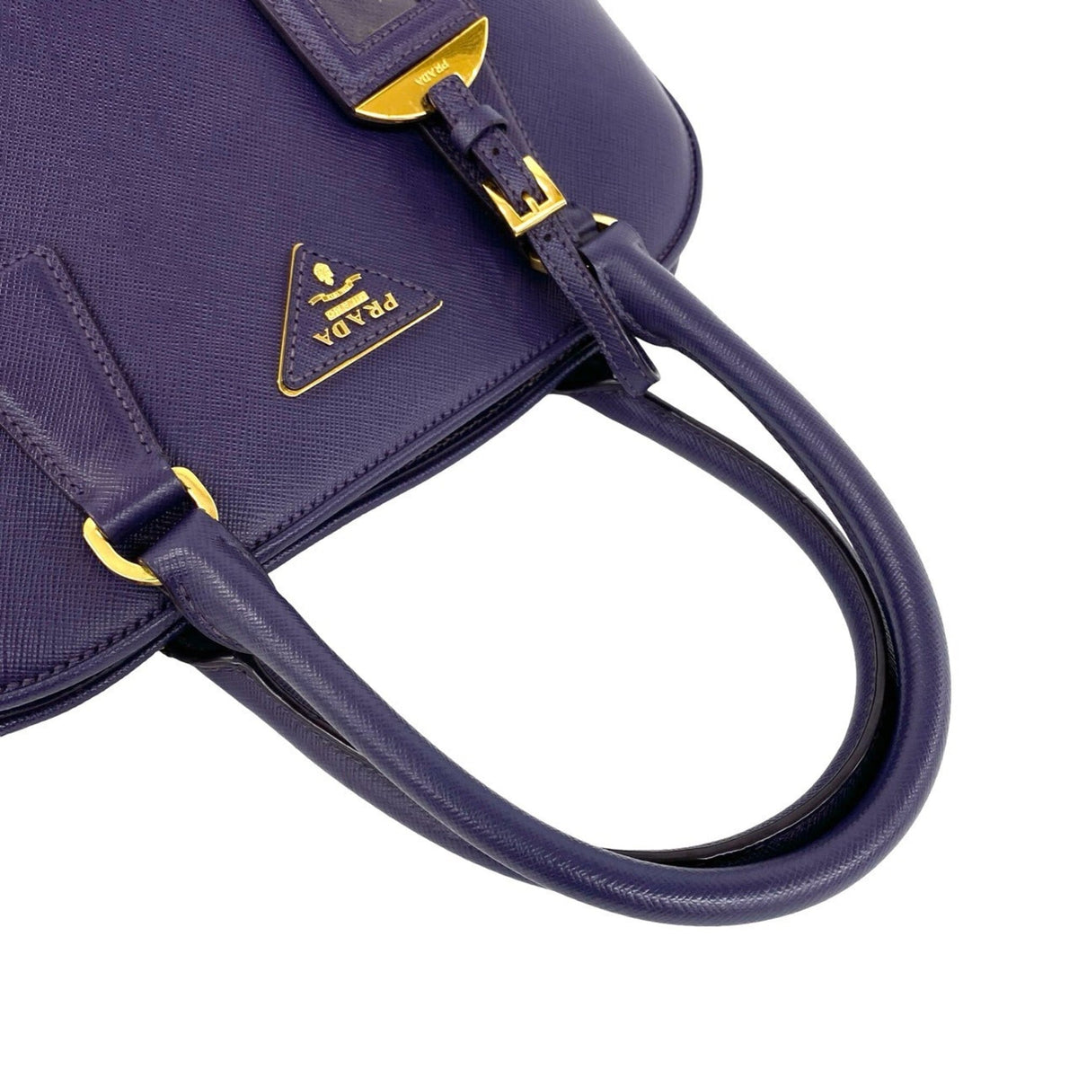 Prada Purple Leather Handbag Shoulder Bag Tote Bag (Pre-Owned)
